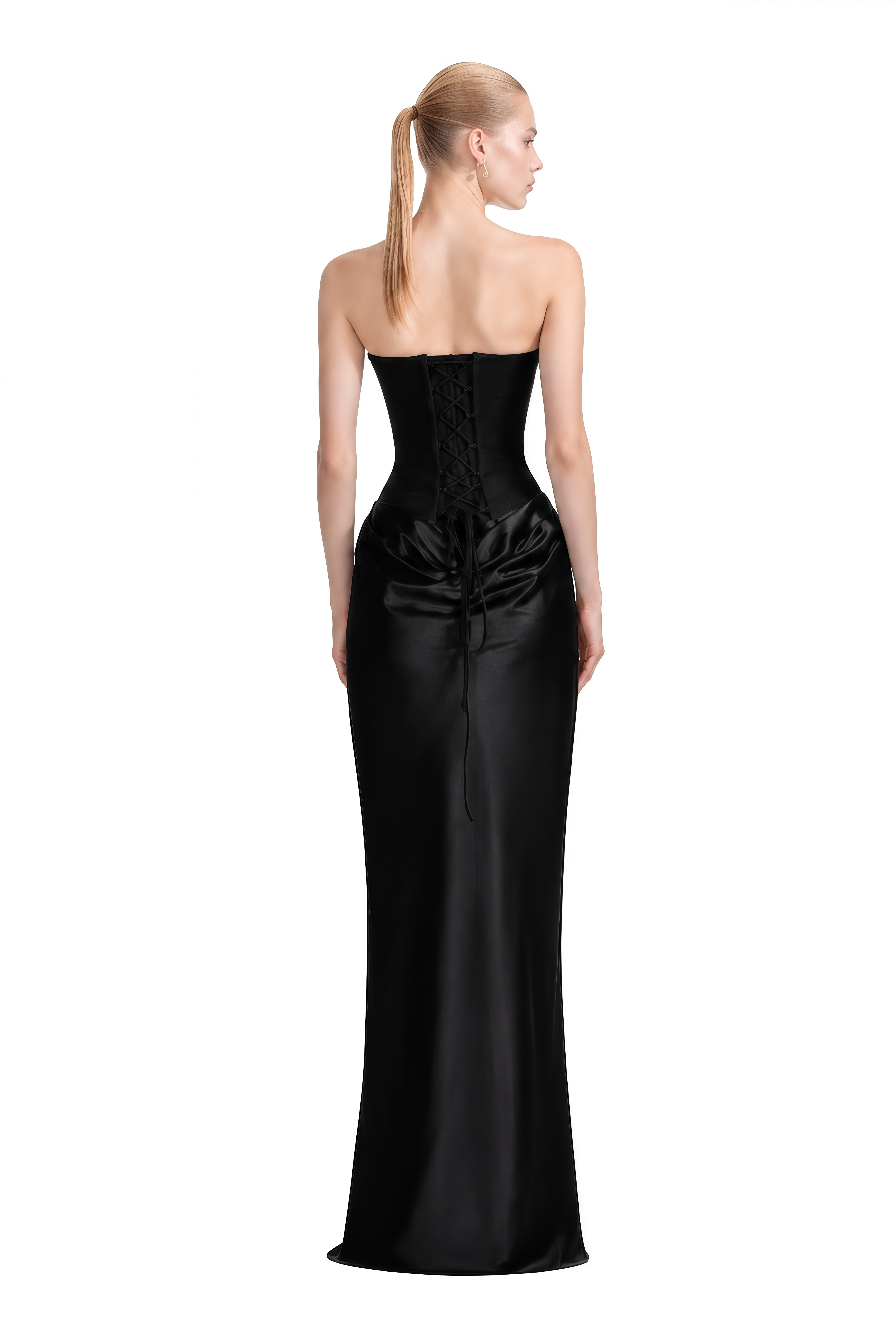 Amelie Black Strapless Draped Maxi Dress