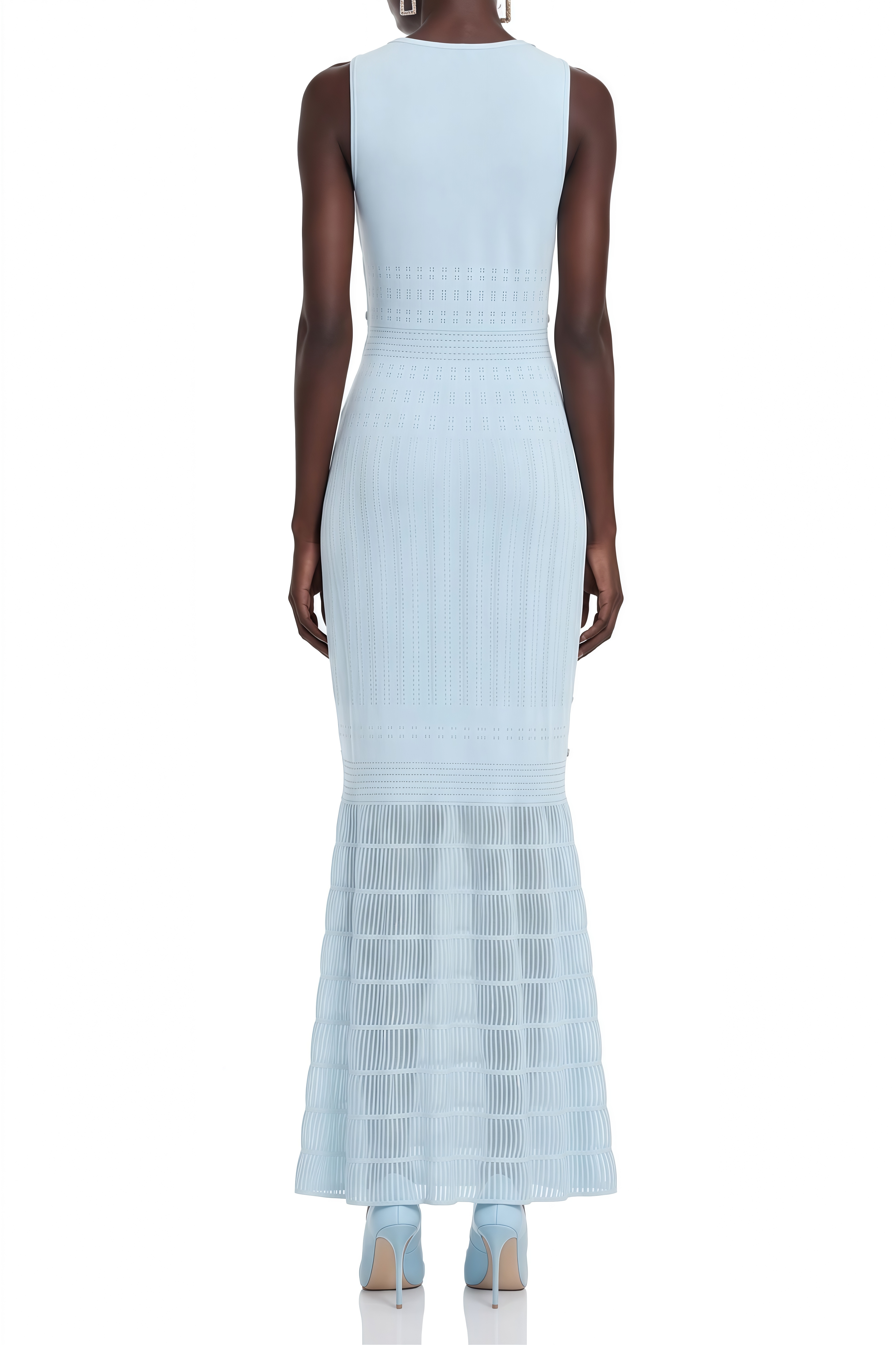 Emmeline Blue Sleeveless Knitted Maxi Dress