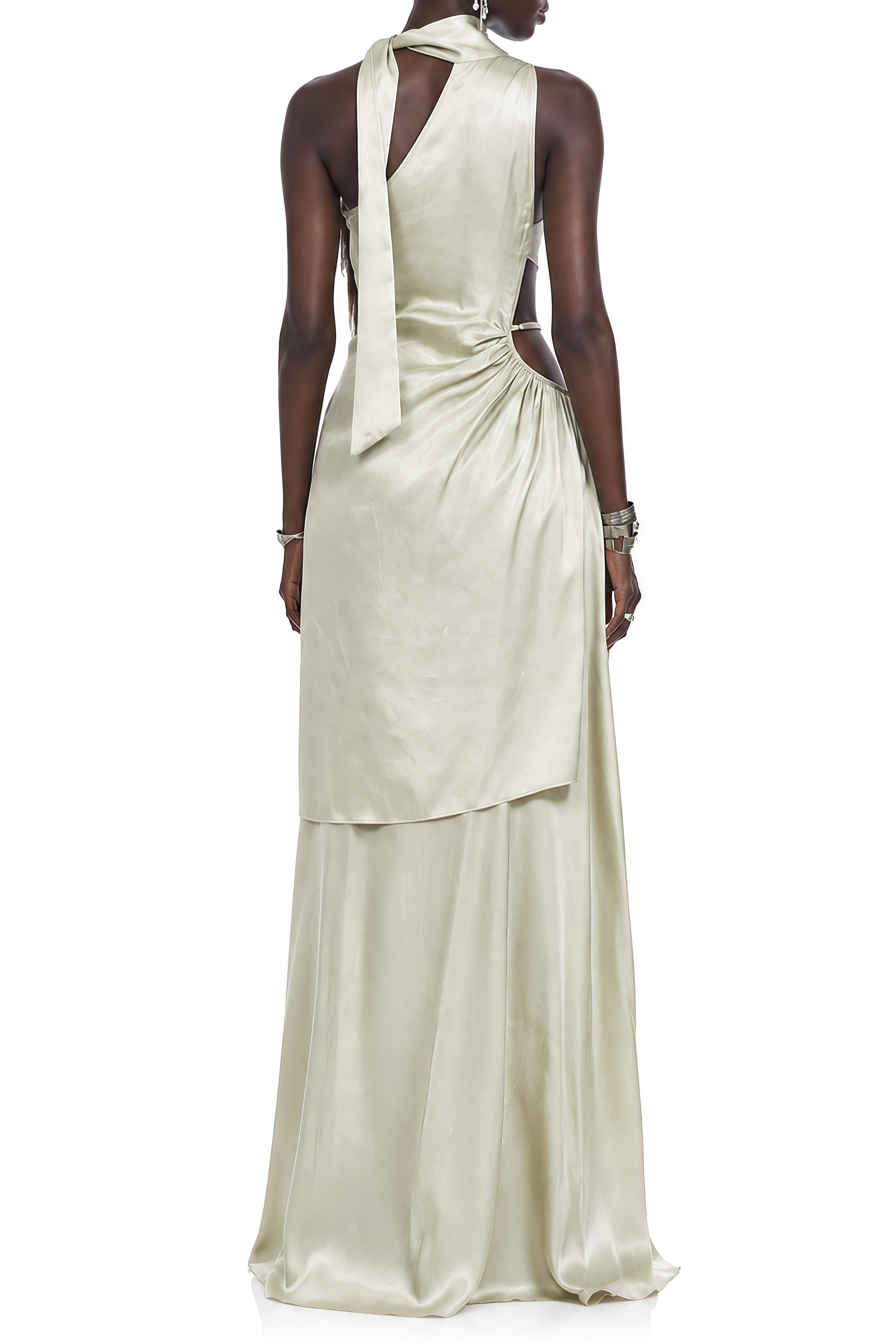 Ophelia Green Sleeveless Draped Maxi Dress