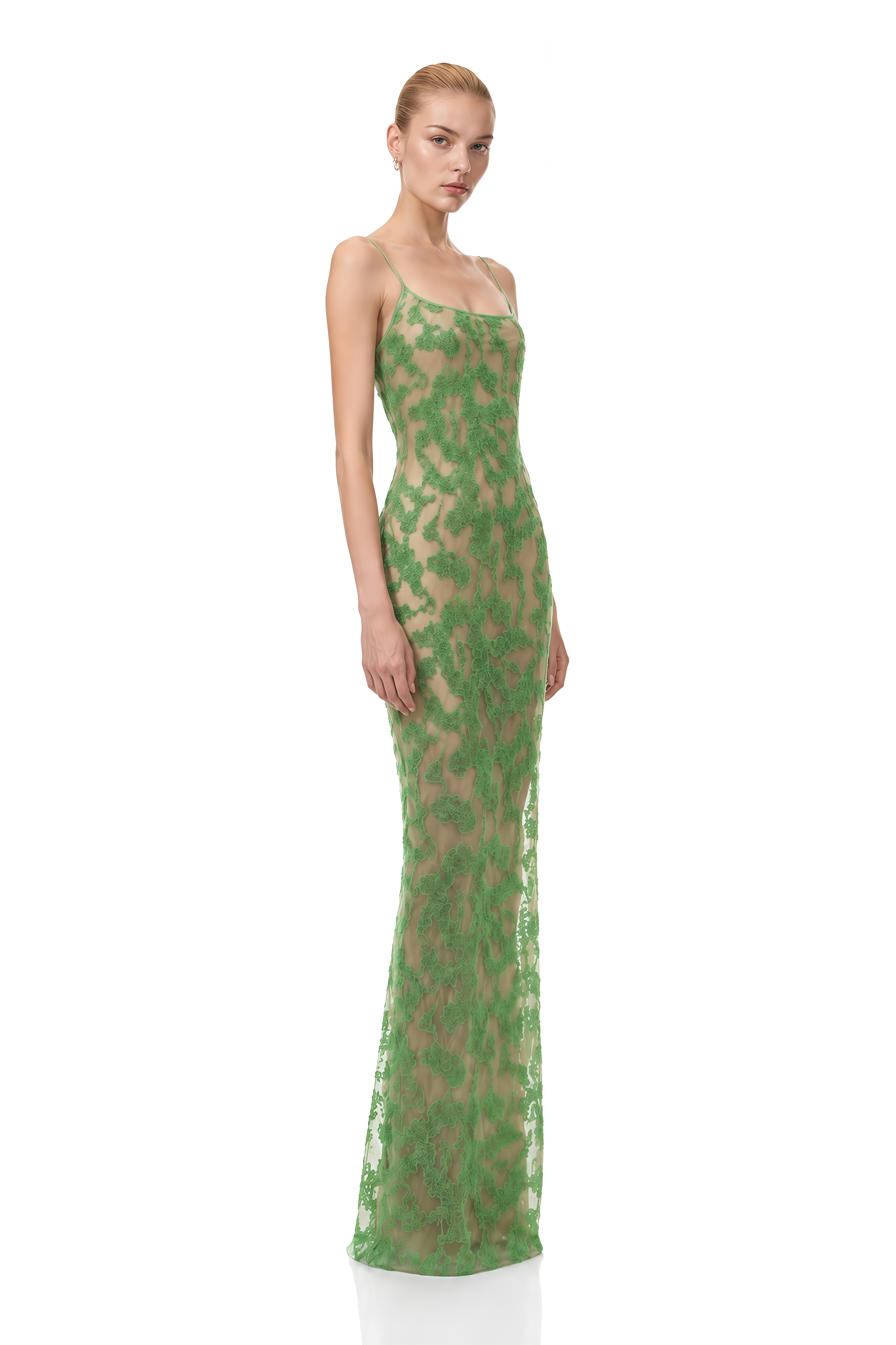 Eulalia Green Sleeveless Embellished Maxi Dress