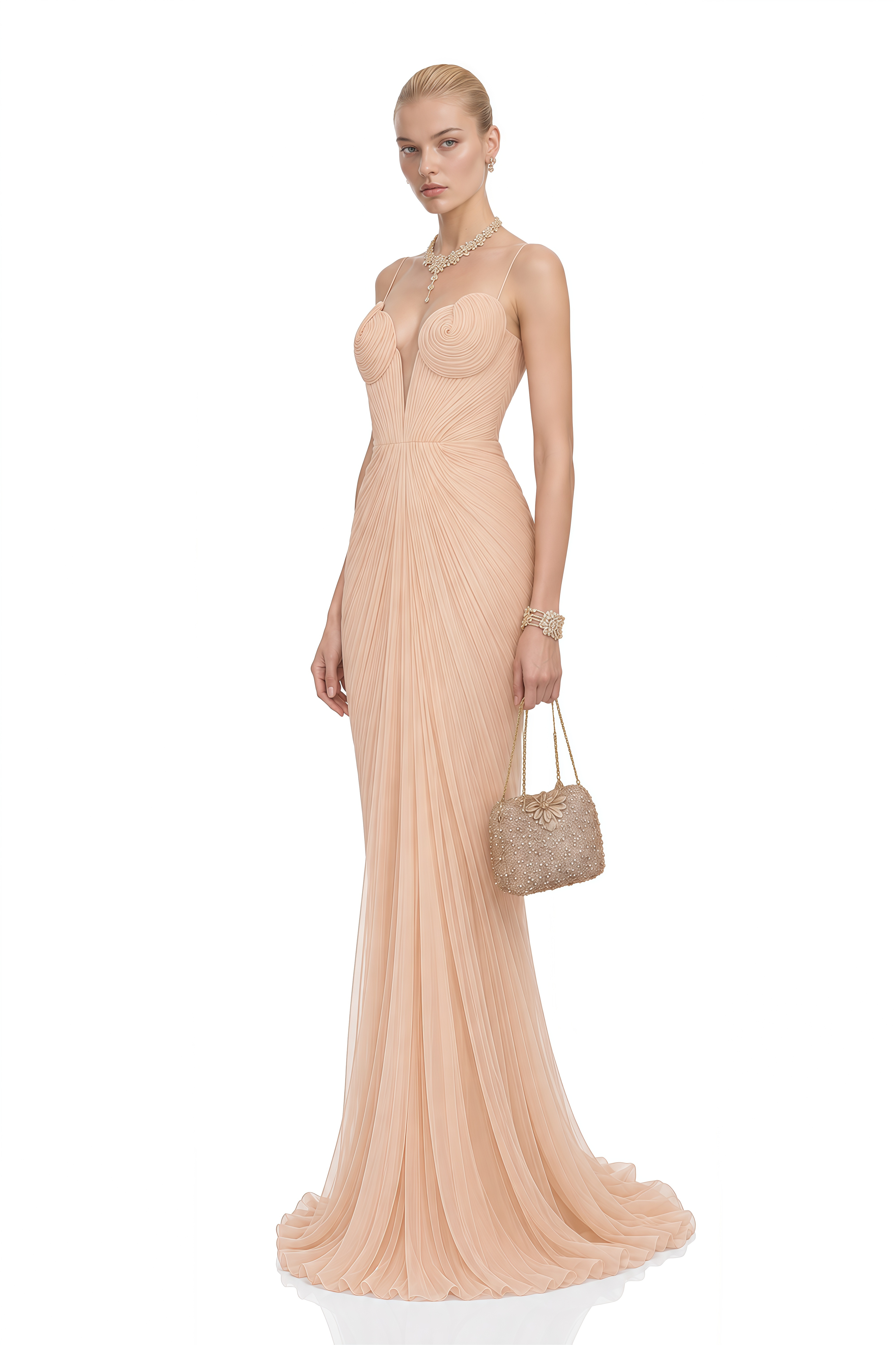Margaret Neutral Sleeveless Ruched Maxi Dress