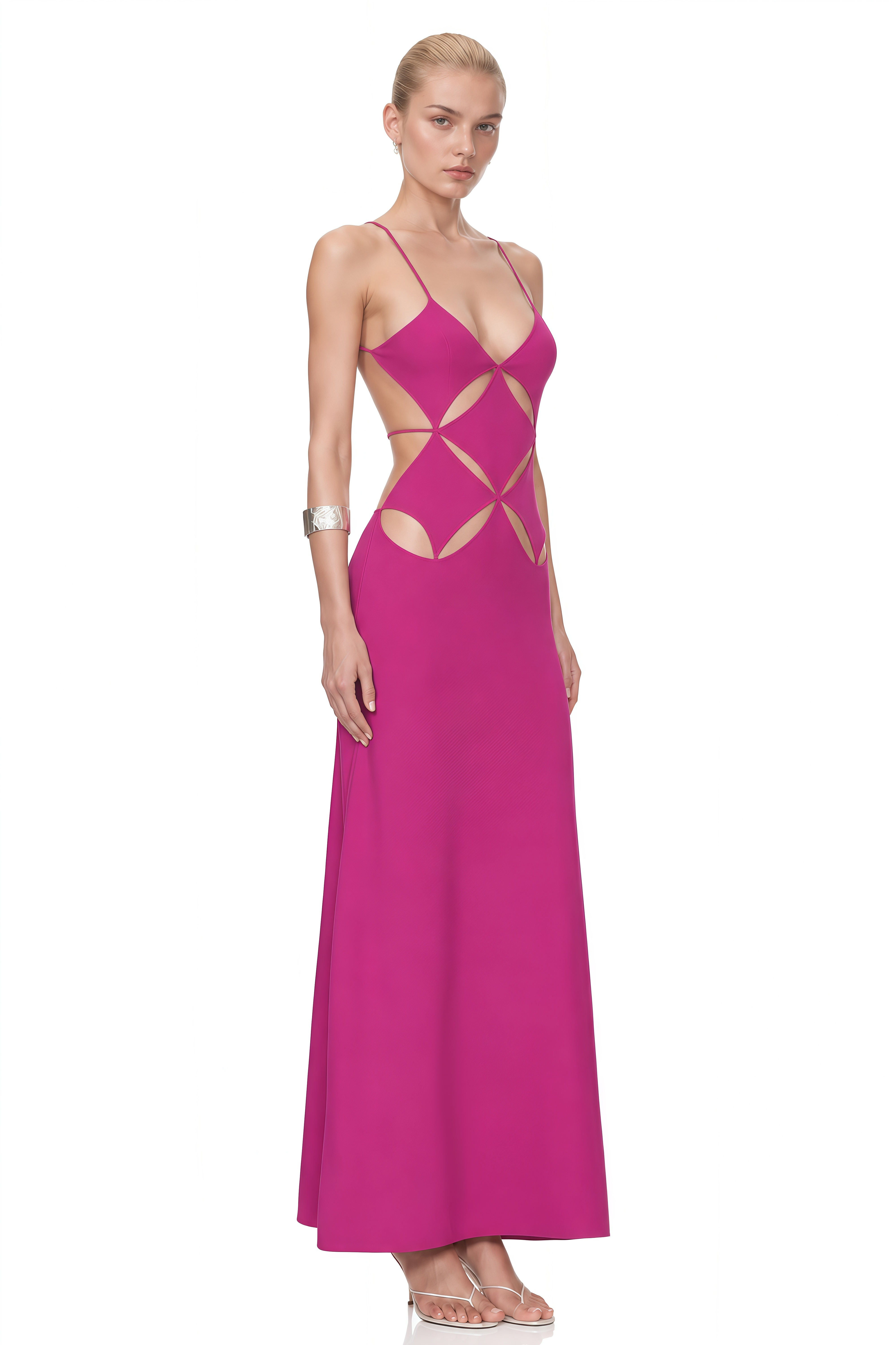 Iris Pink Sleeveless Cut-Out Maxi Dress