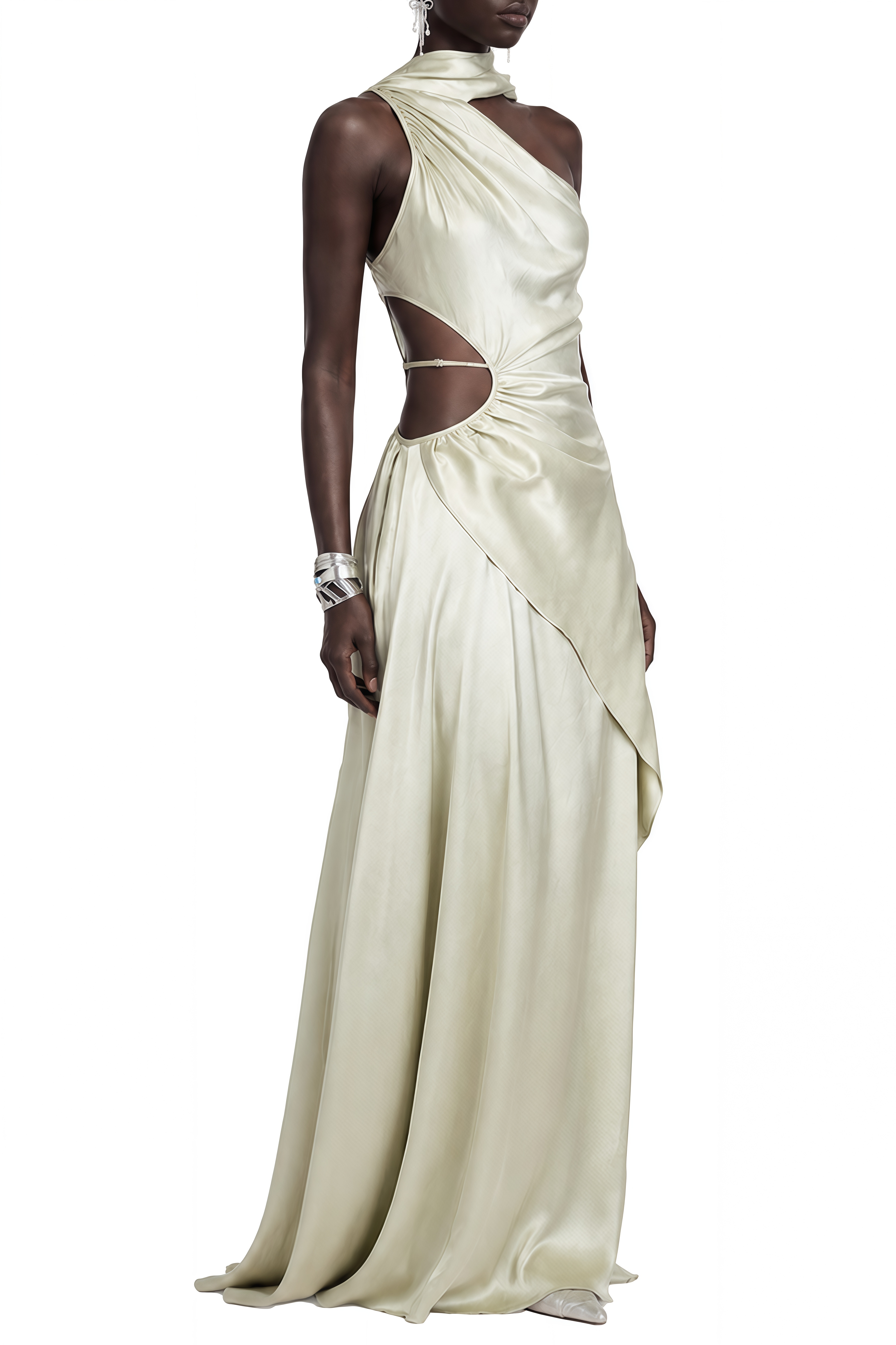 Ophelia Green Sleeveless Draped Maxi Dress