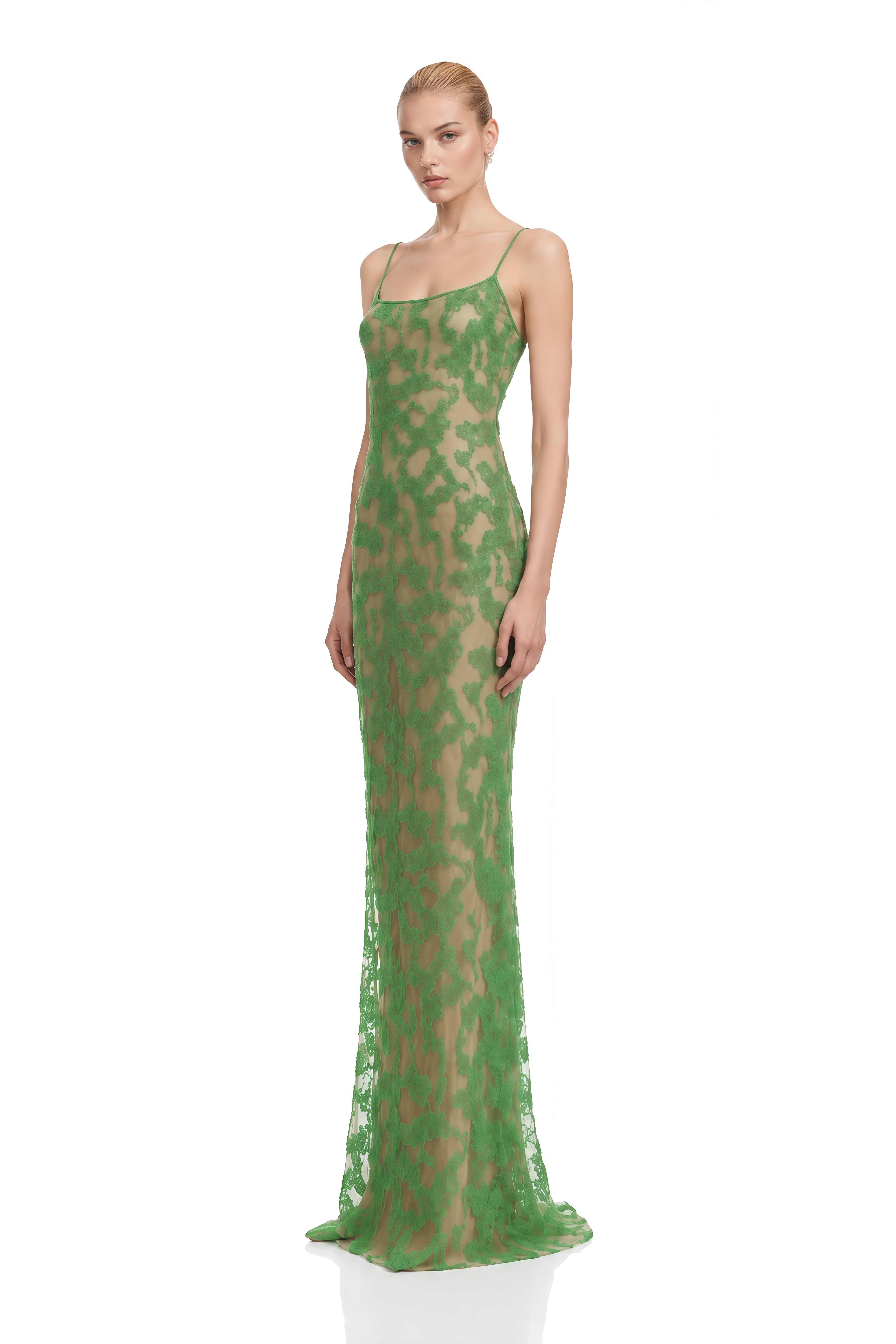 Eulalia Green Sleeveless Embellished Maxi Dress
