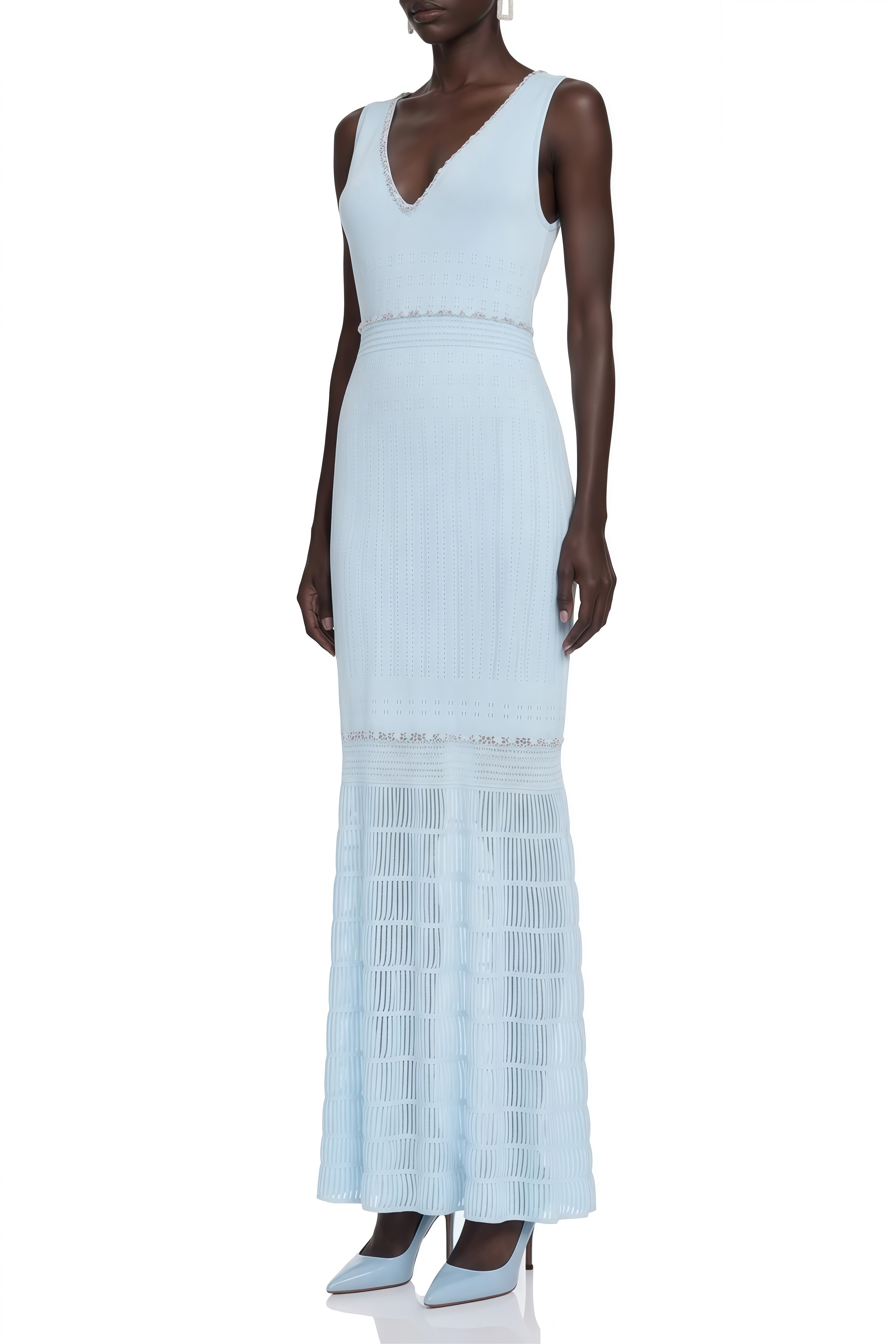 Emmeline Blue Sleeveless Knitted Maxi Dress