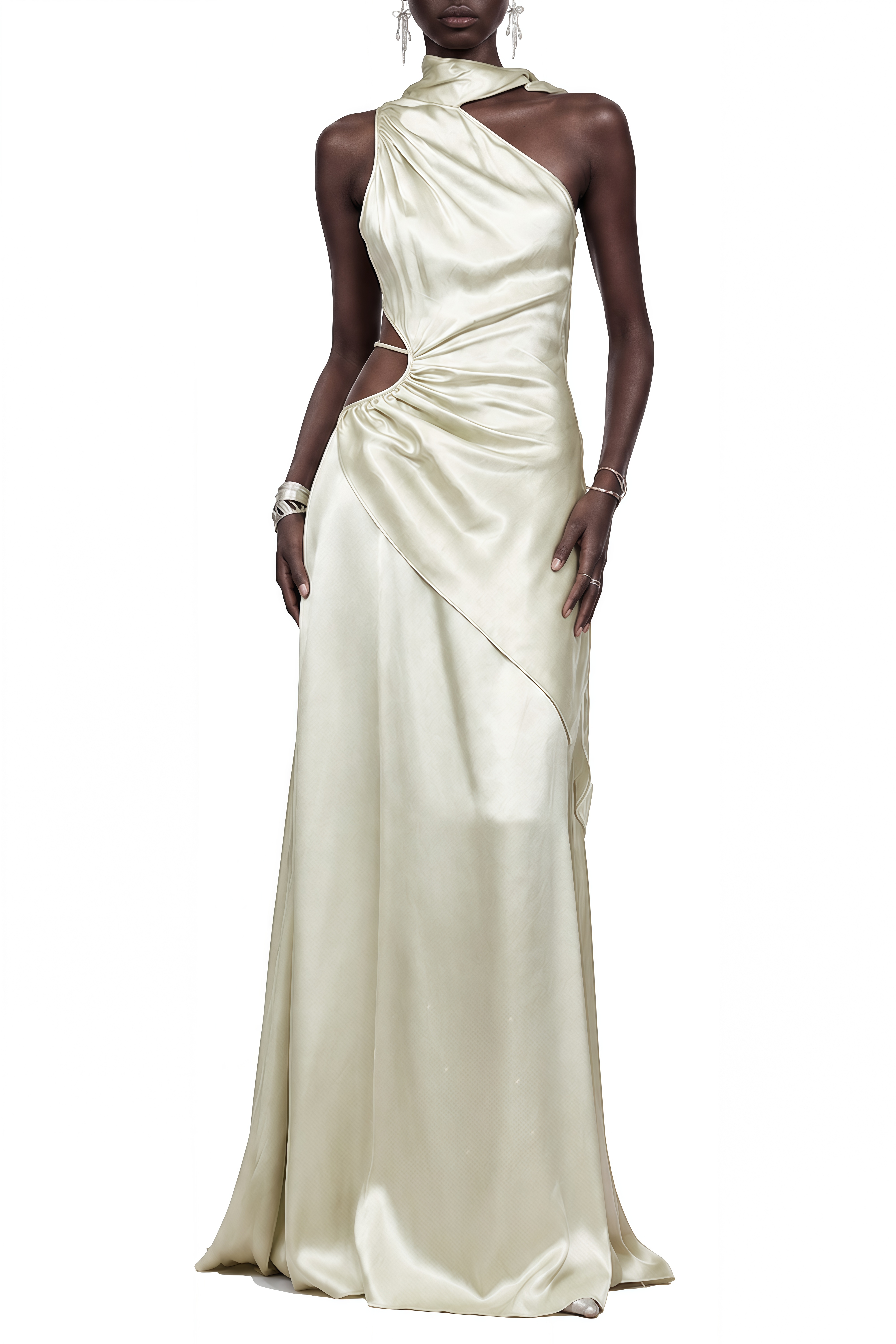 Ophelia Green Sleeveless Draped Maxi Dress