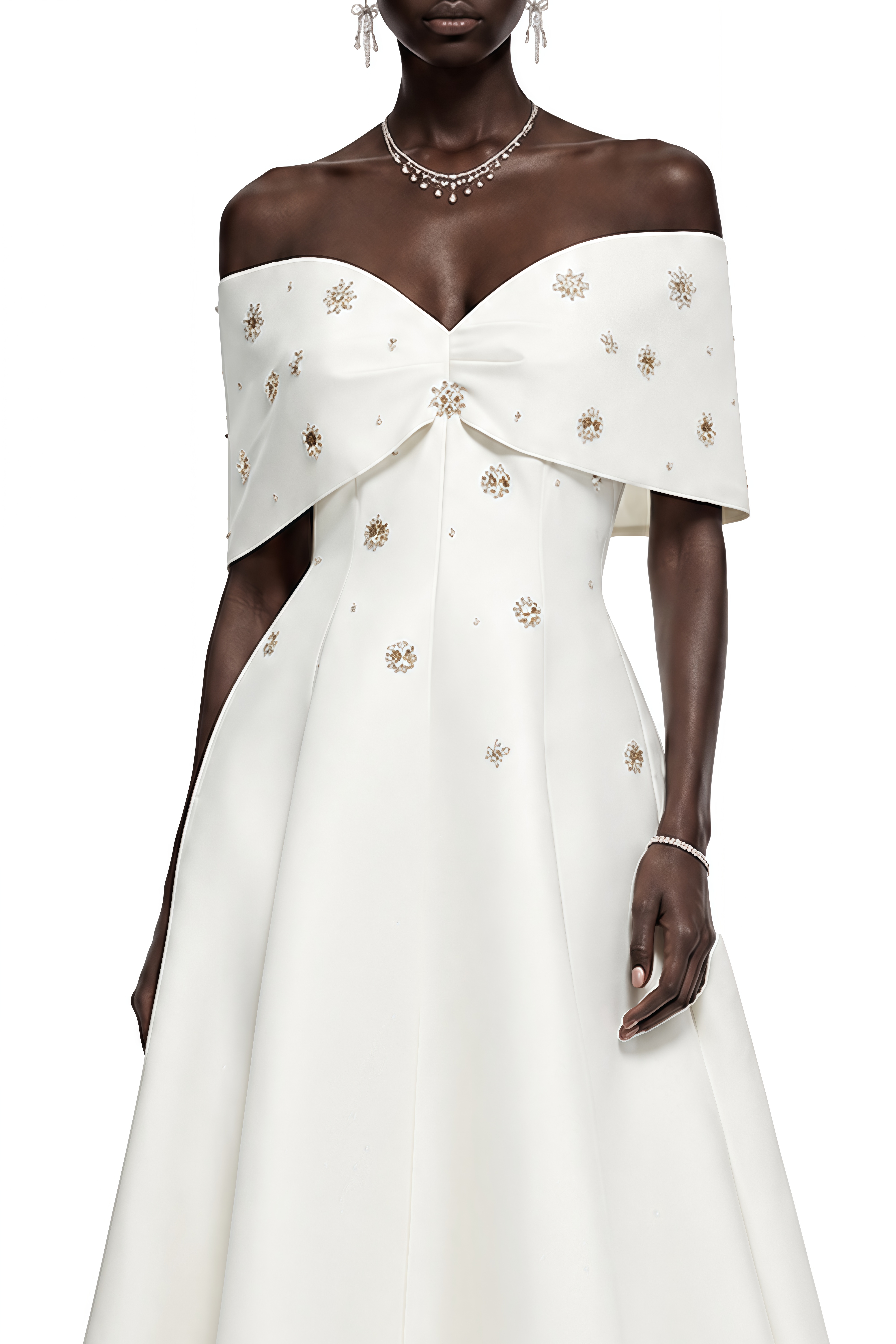 Ivy White Off Shoulder A-Line Maxi Dress