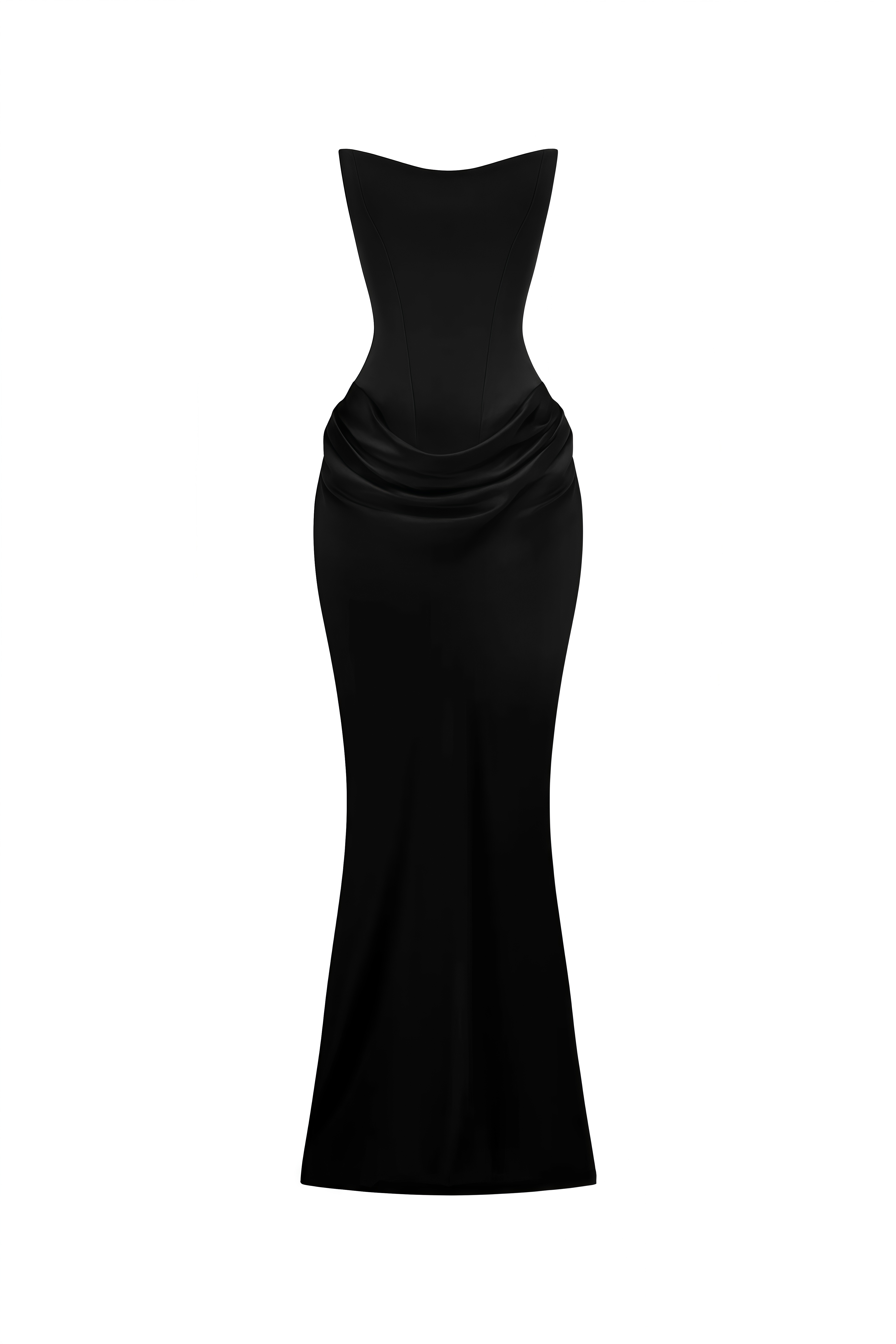 Amelie Black Strapless Draped Maxi Dress