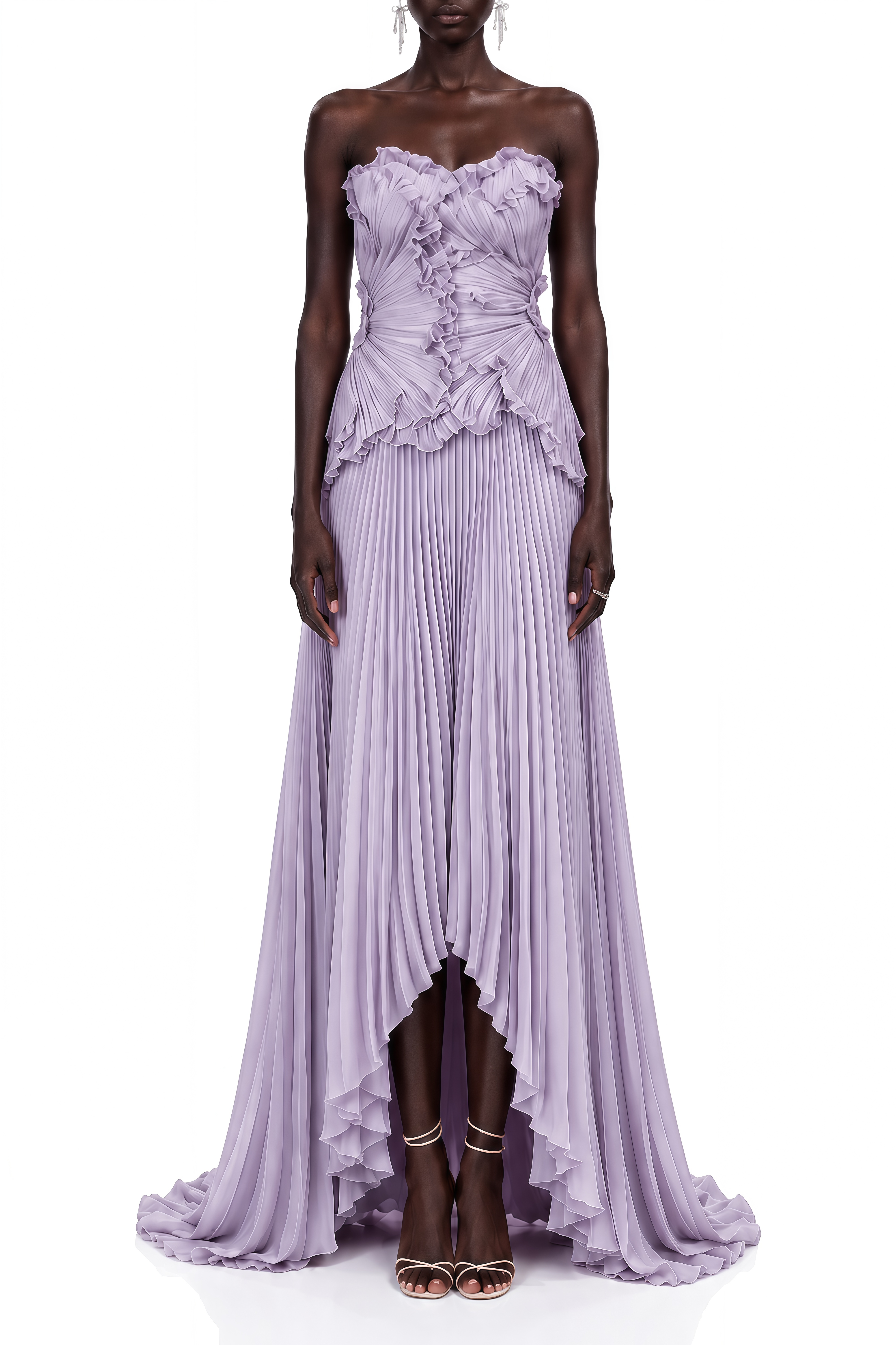 Eloise Purple Sweetheart Neck Pleated Maxi Dress