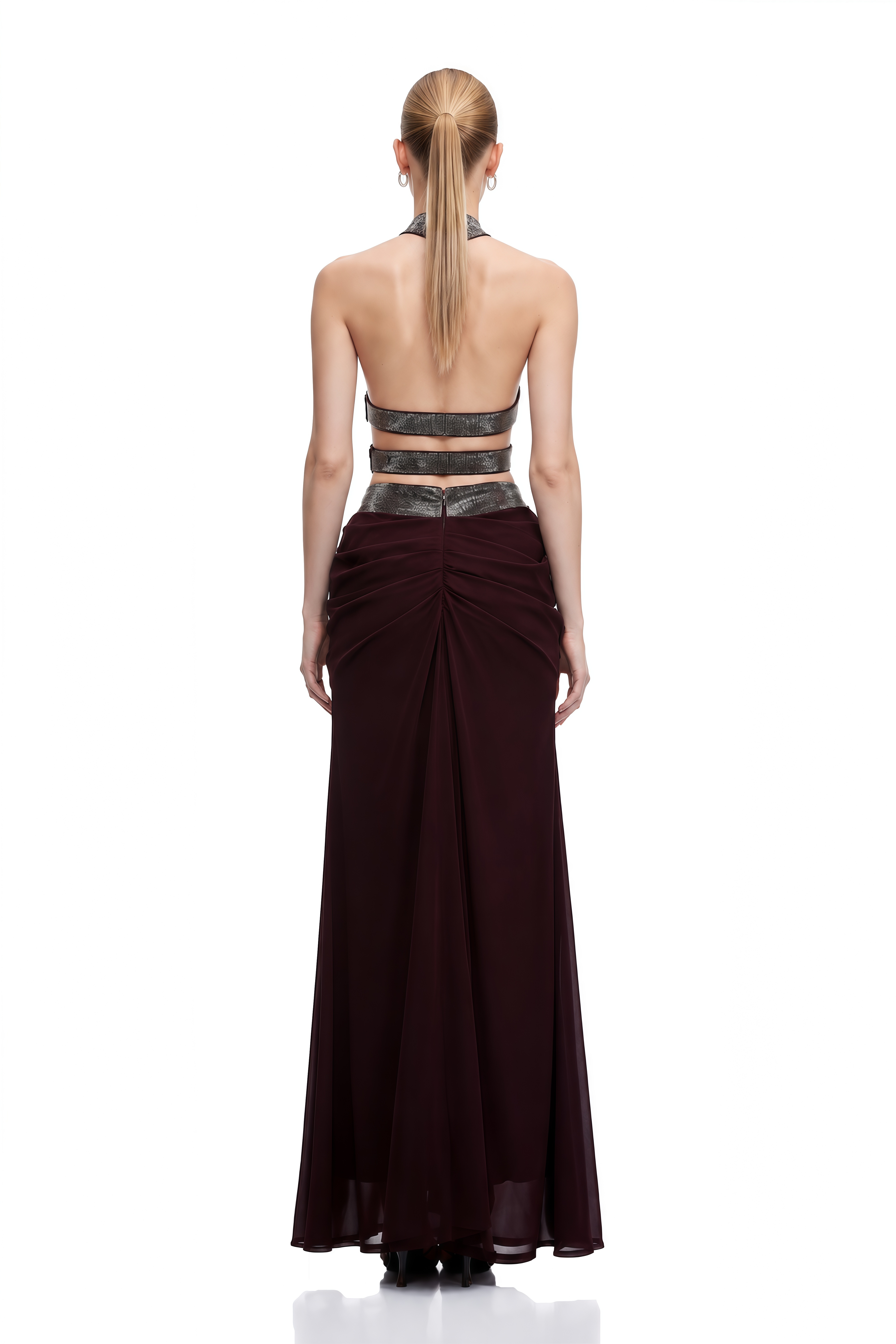 Althea Brown Halterneck Cut-Out Top & Skirt Set