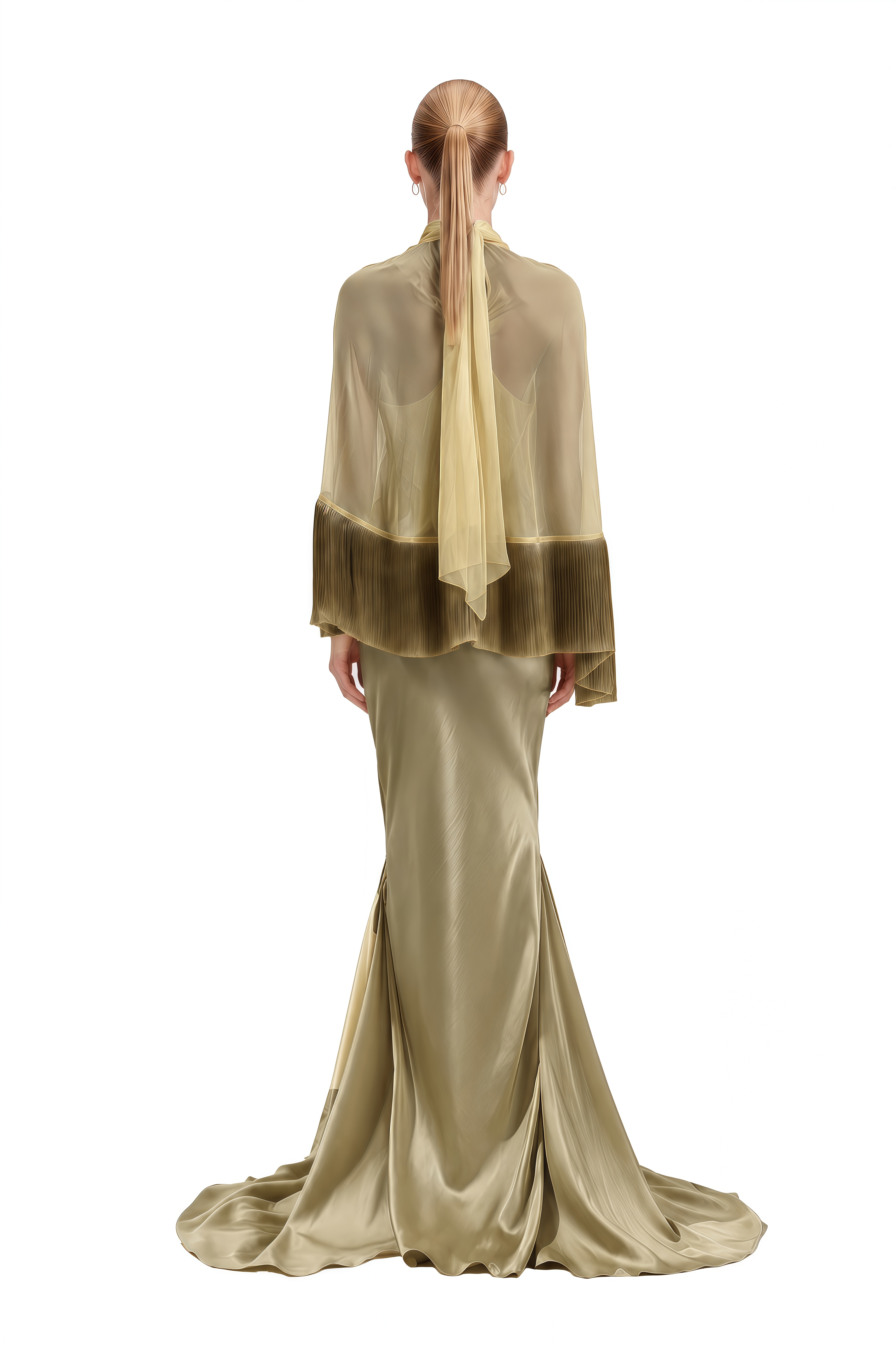 Alexandra Light Yellow Cape Fringe-Trim Top & Skirt Set