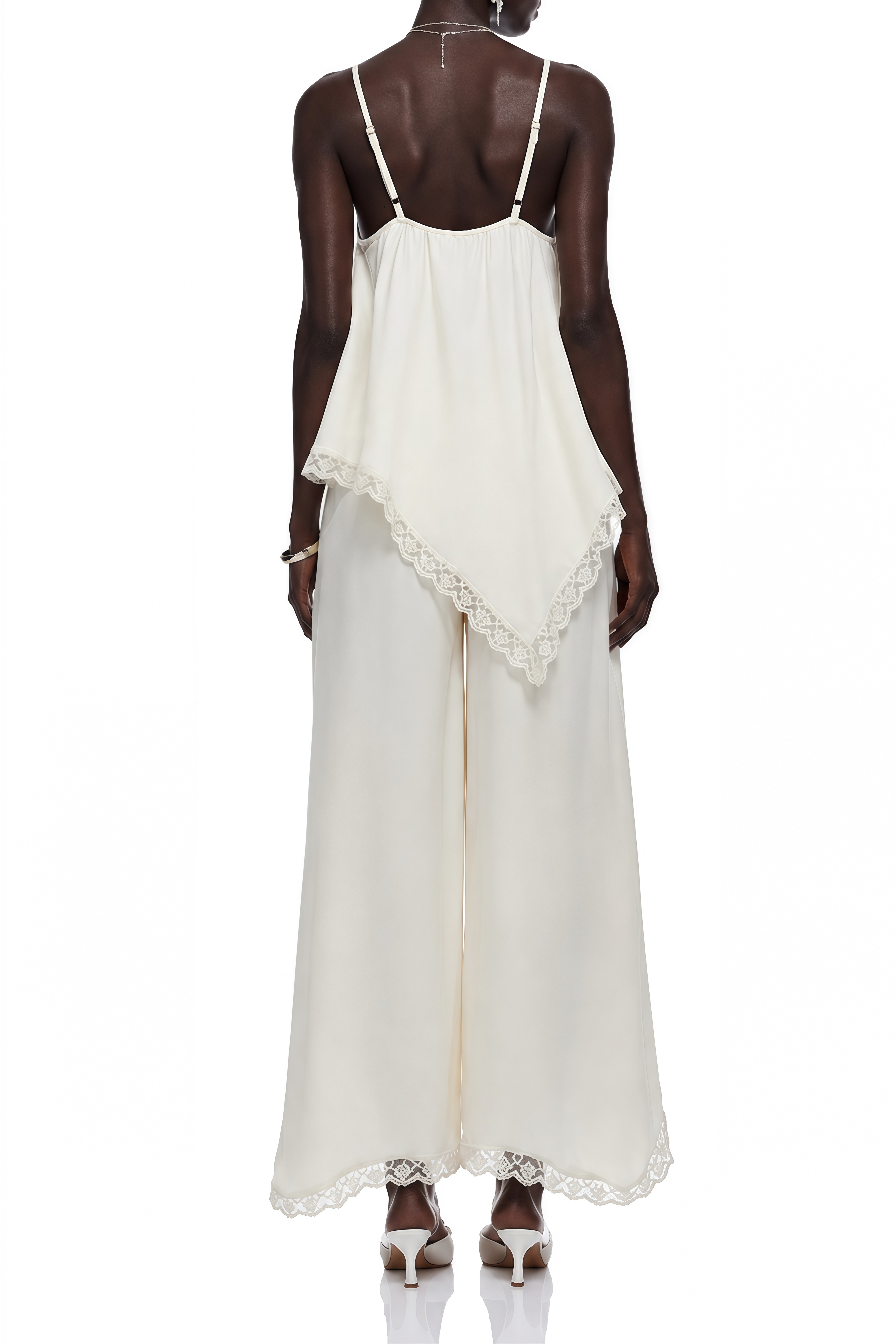 Hazel Cream Sleeveless Draped Top & Trousers Set