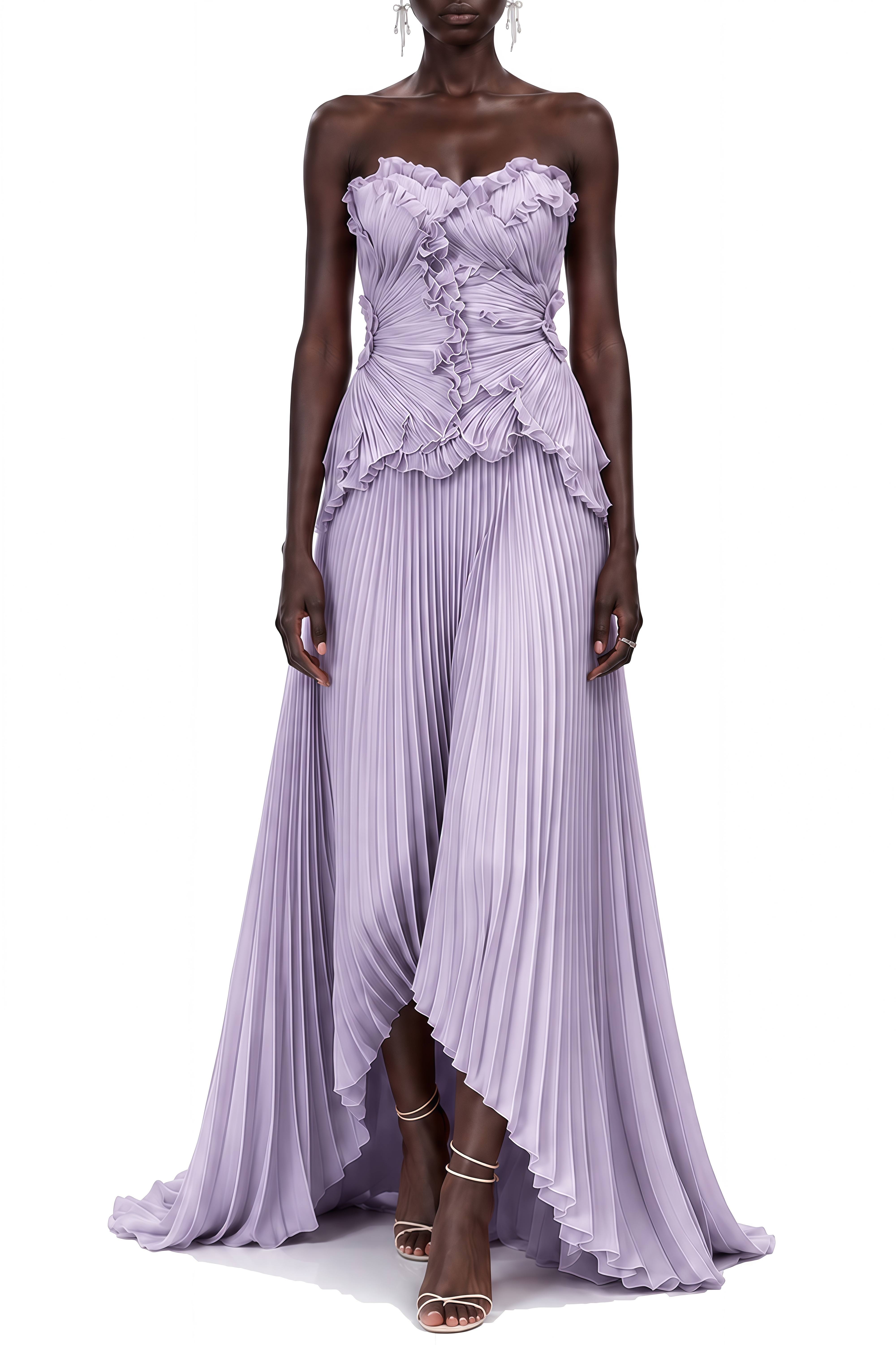 Eloise Purple Sweetheart Neck Pleated Maxi Dress