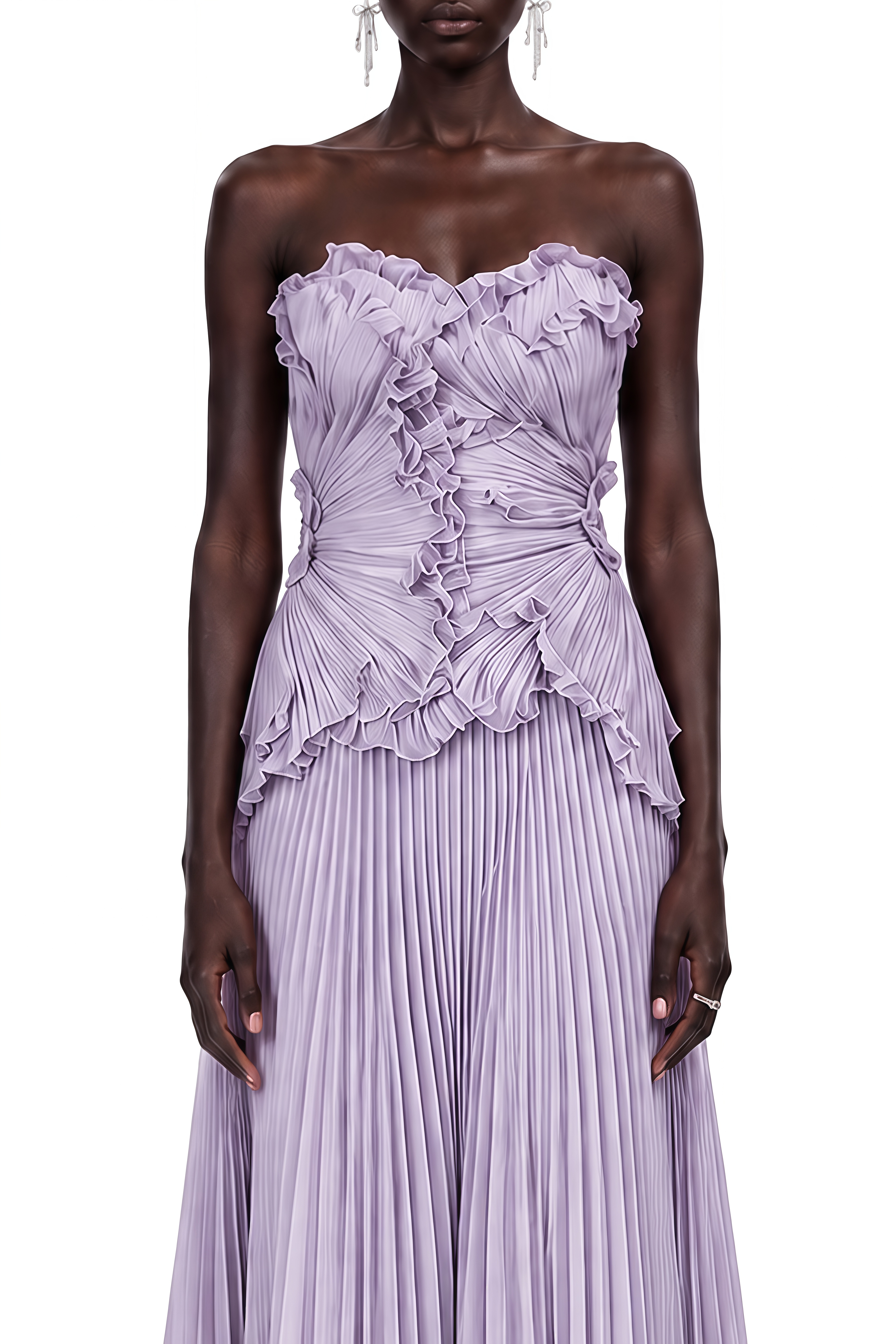 Eloise Purple Sweetheart Neck Pleated Maxi Dress