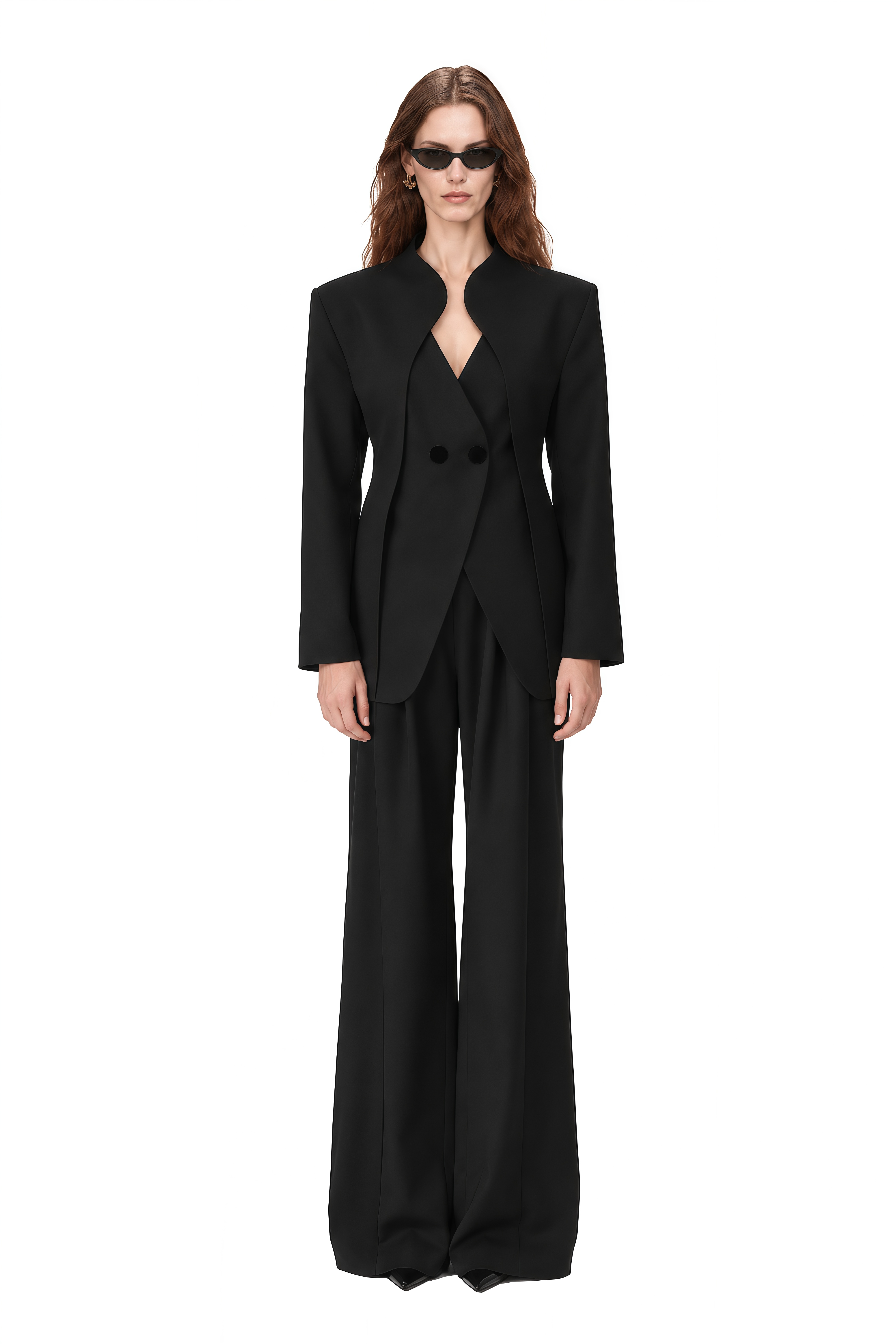 Rosalind Black Long Sleeves Asymmetrical Jacket