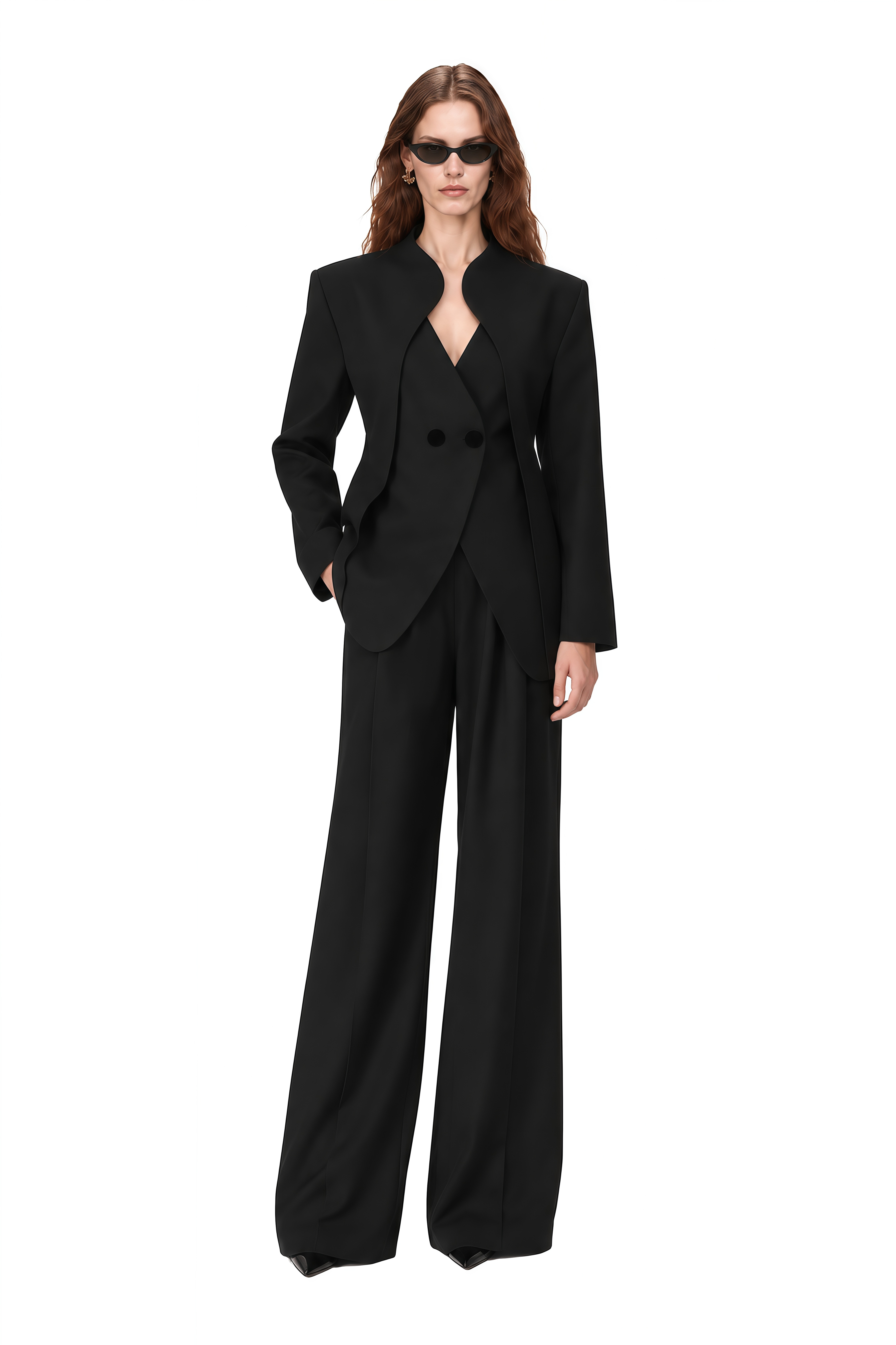 Rosalind Black Long Sleeves Asymmetrical Jacket