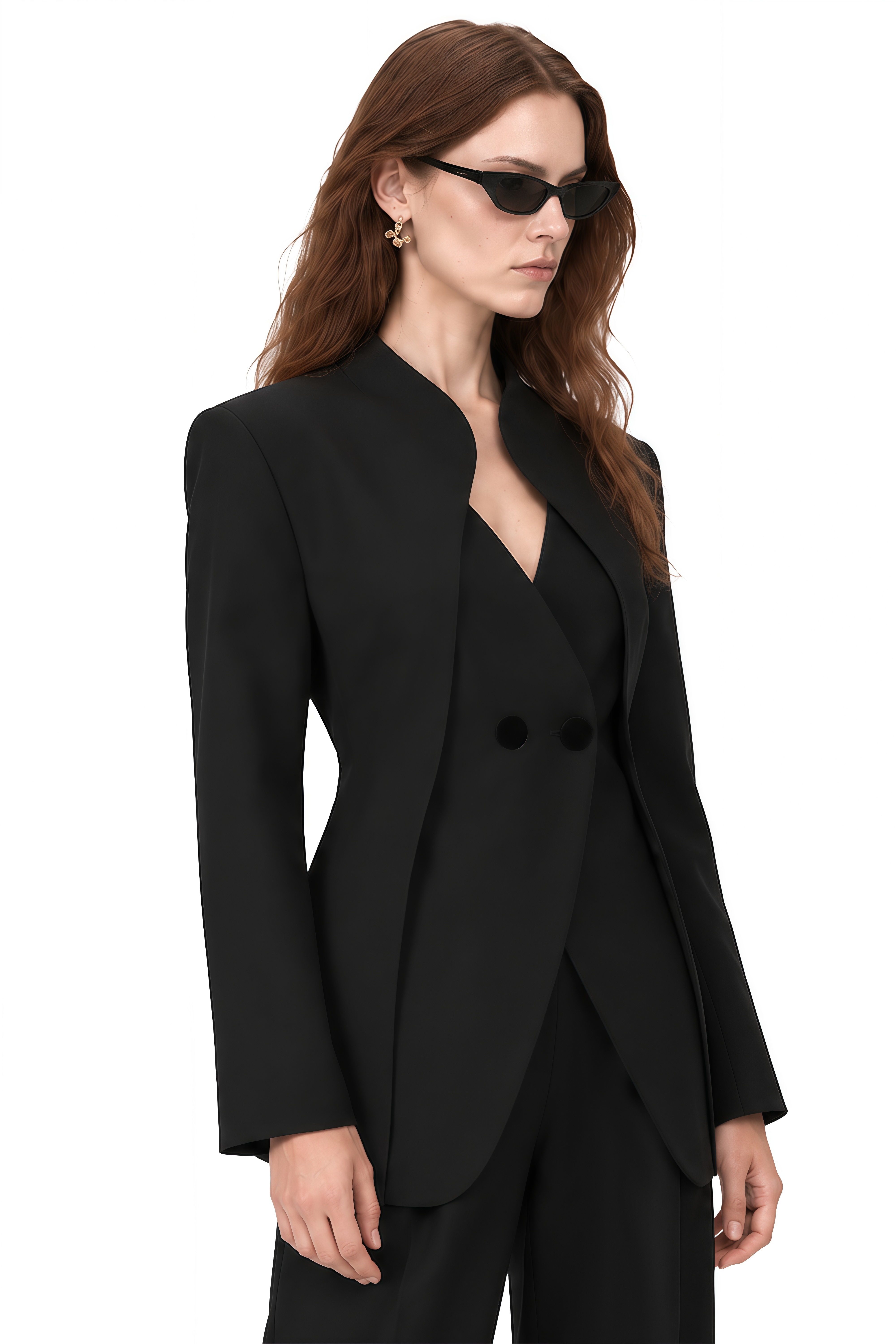 Rosalind Black Long Sleeves Asymmetrical Jacket