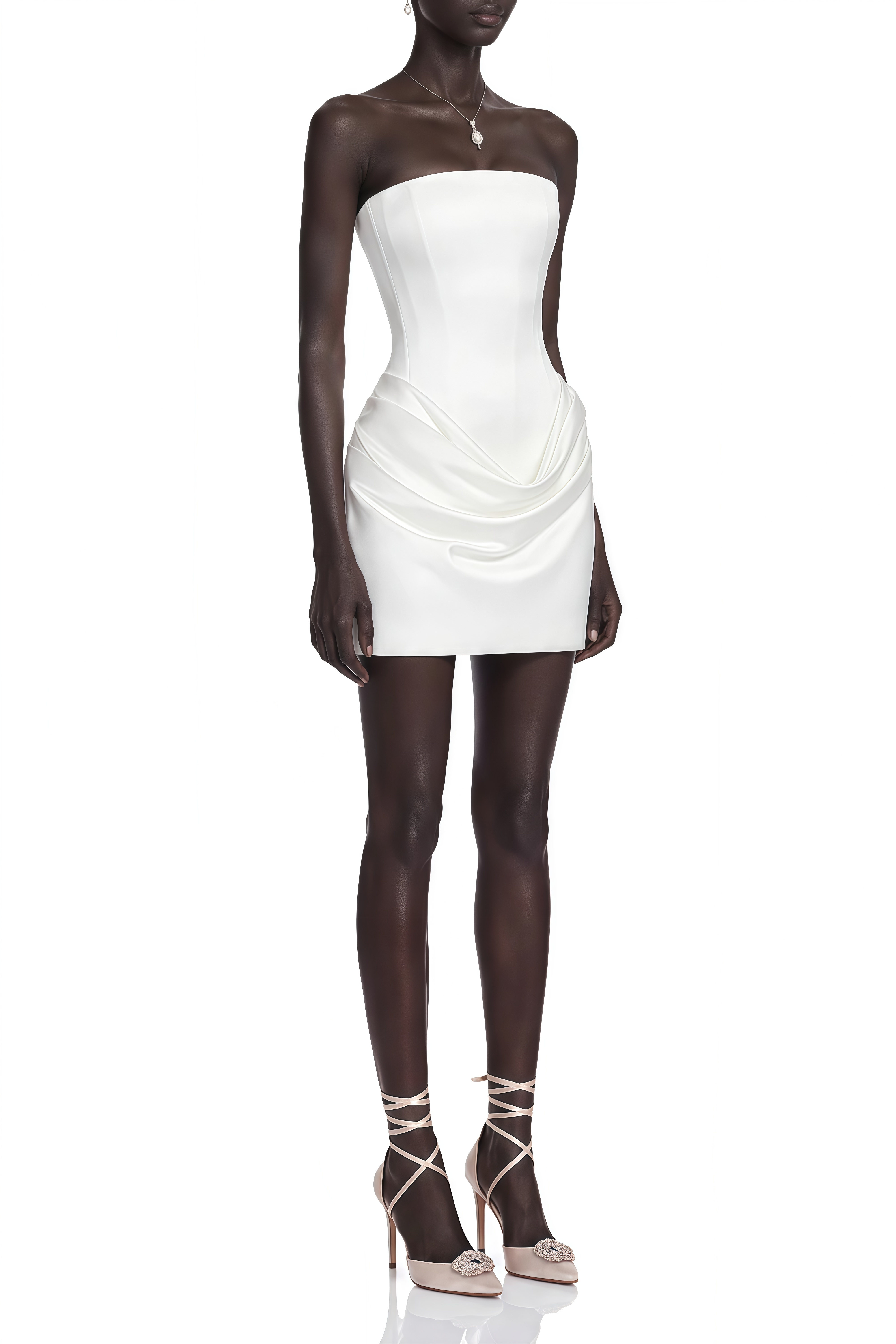 Viola White One Shoulder Ruched Mini Dress