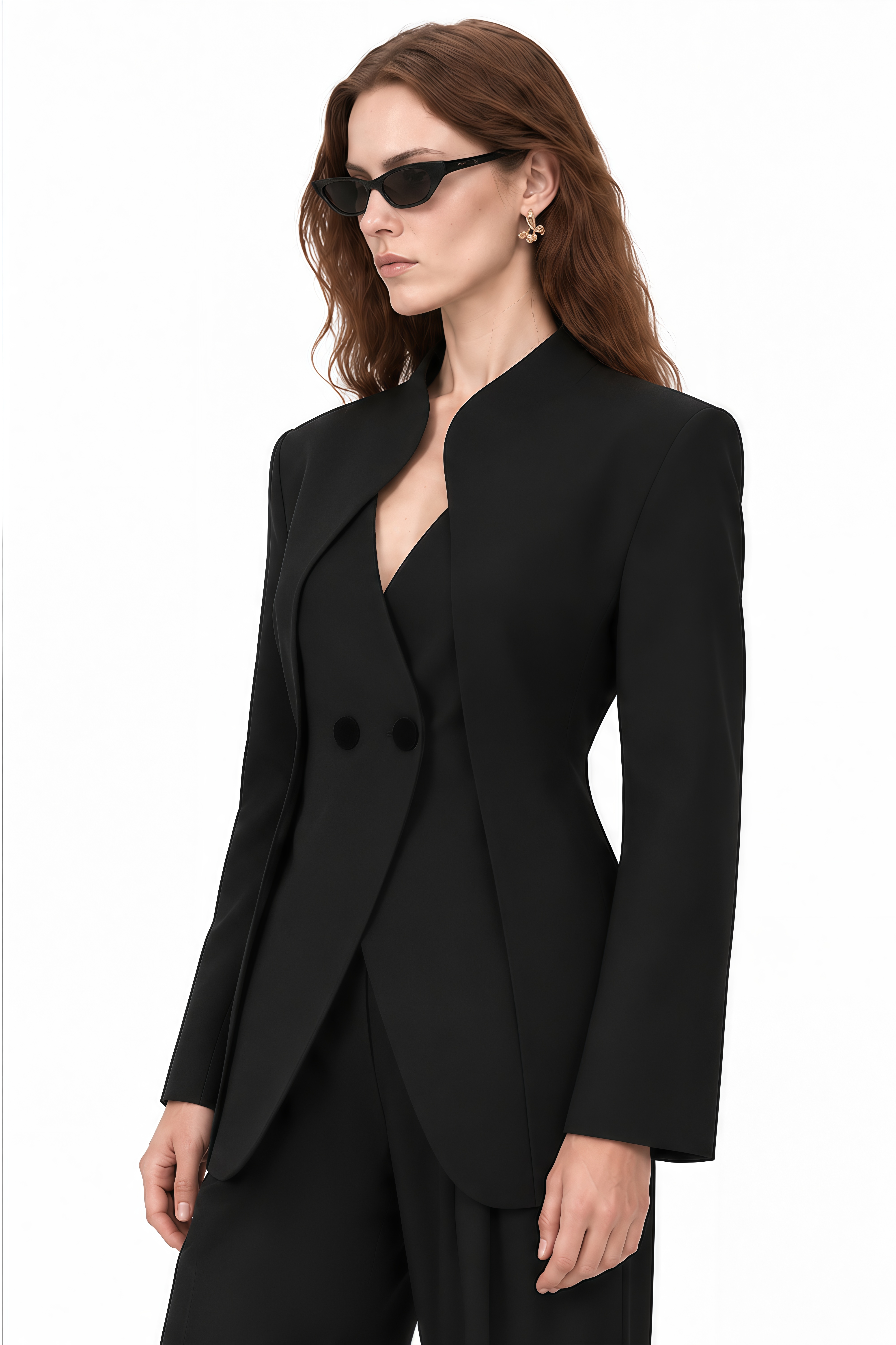 Rosalind Black Long Sleeves Asymmetrical Jacket