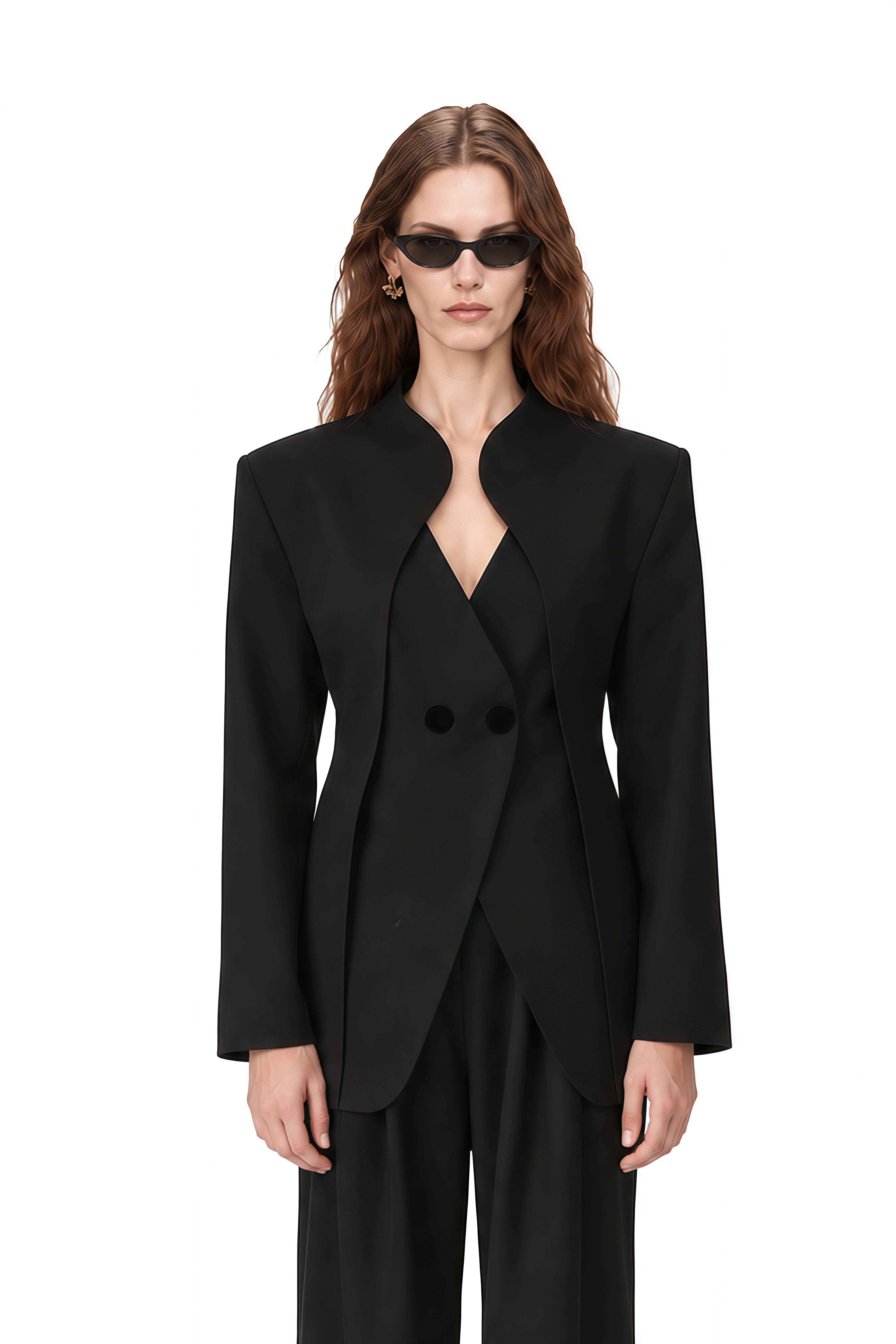 Rosalind Black Long Sleeves Asymmetrical Jacket