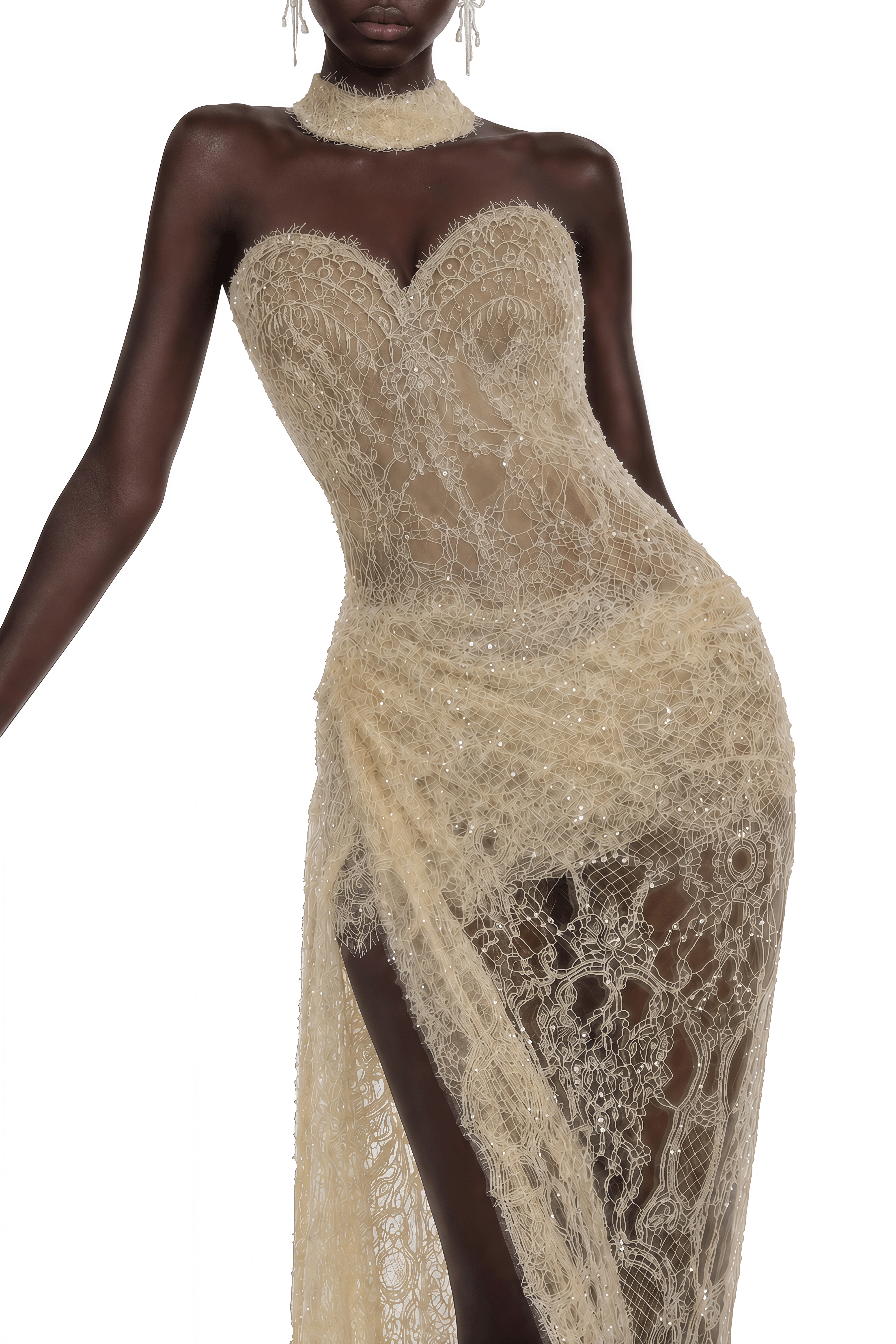 Althea Yellow Sleeveless Lace Maxi Dress