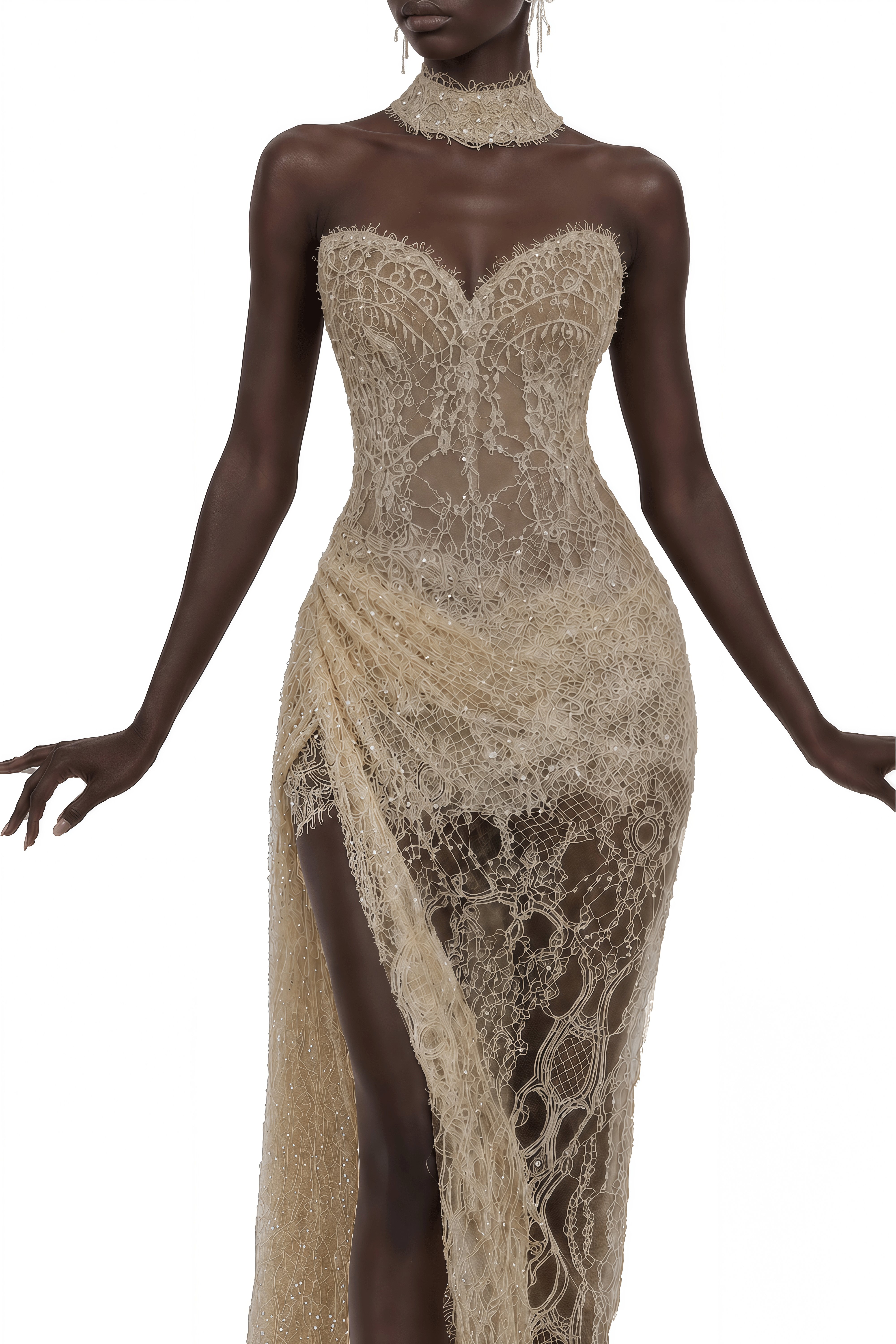 Althea Yellow Sleeveless Lace Maxi Dress