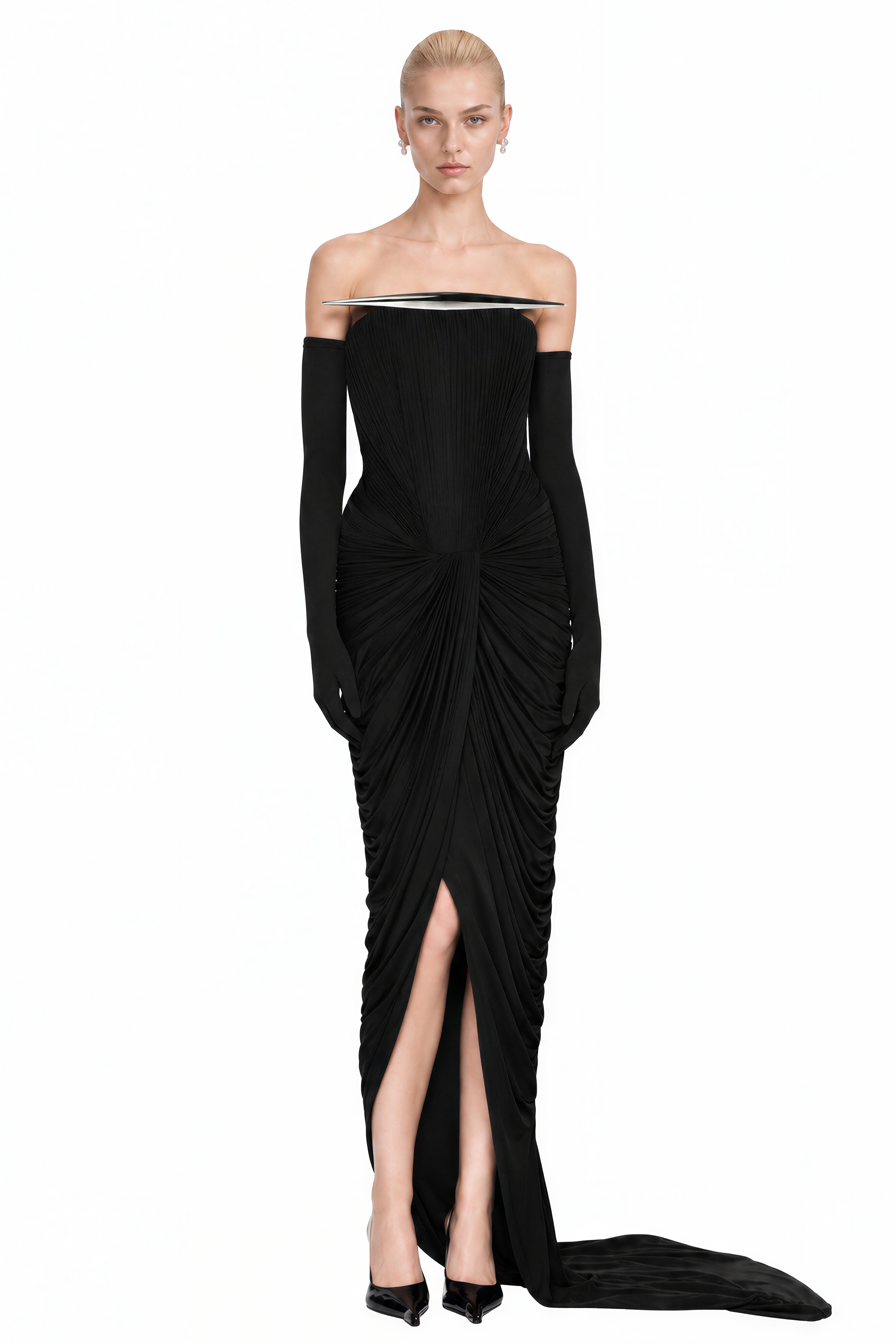 Amelia Black Off Shoulder Draped Maxi Dress
