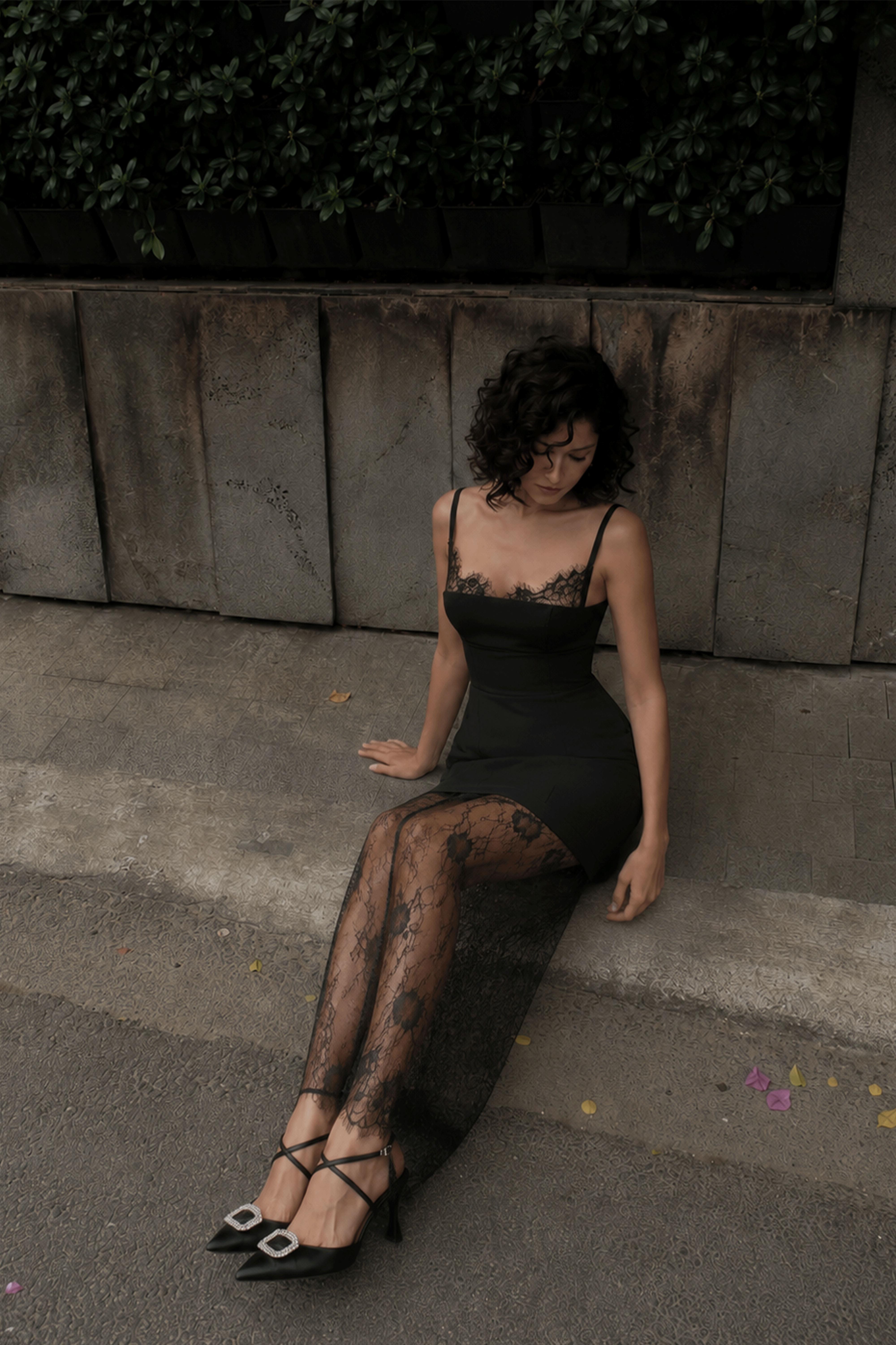 Beverly Black Lace Panel Maxi Dress
