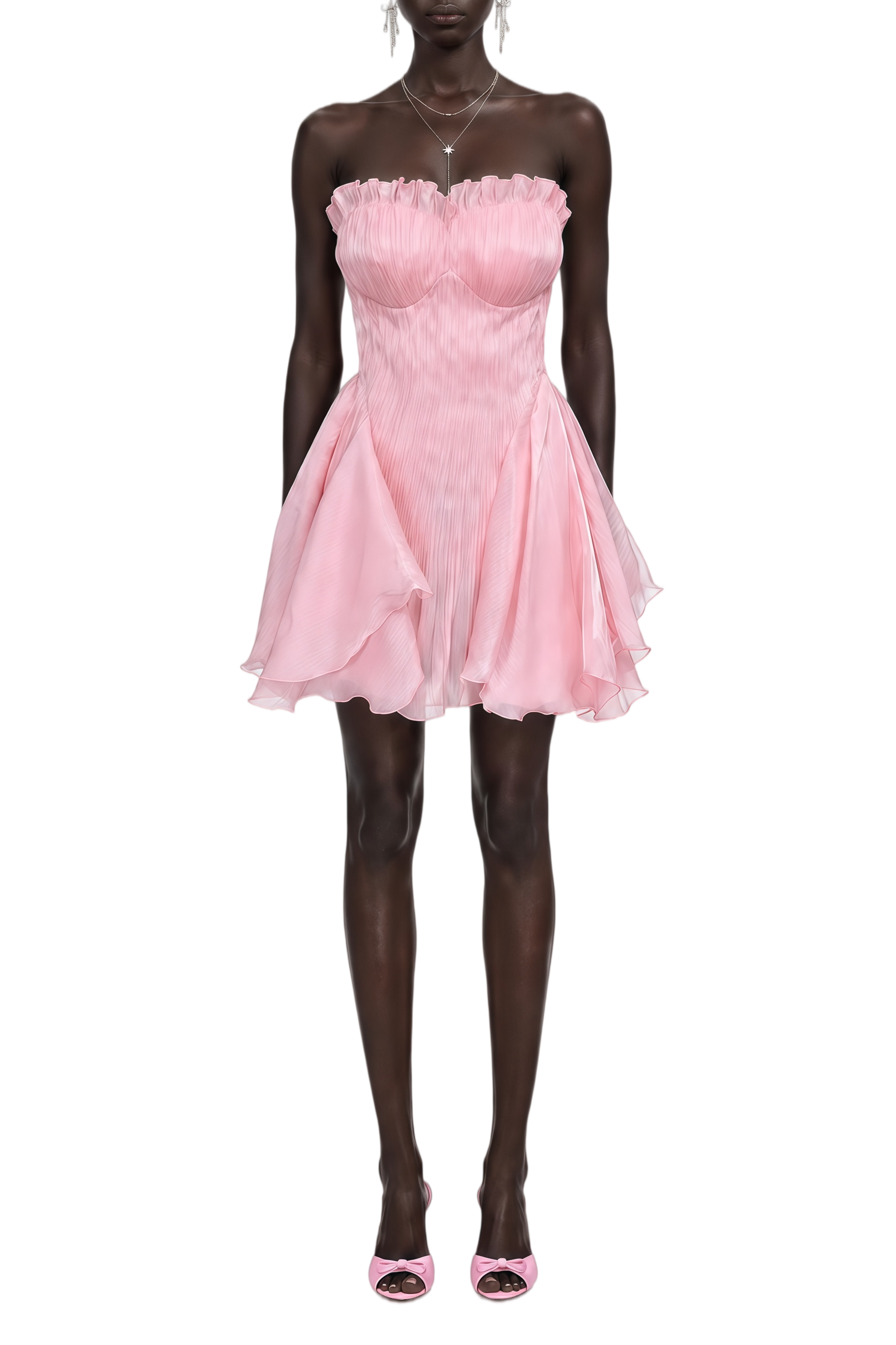 Delaney Pink Mesh Asymmetrical Mini Dress