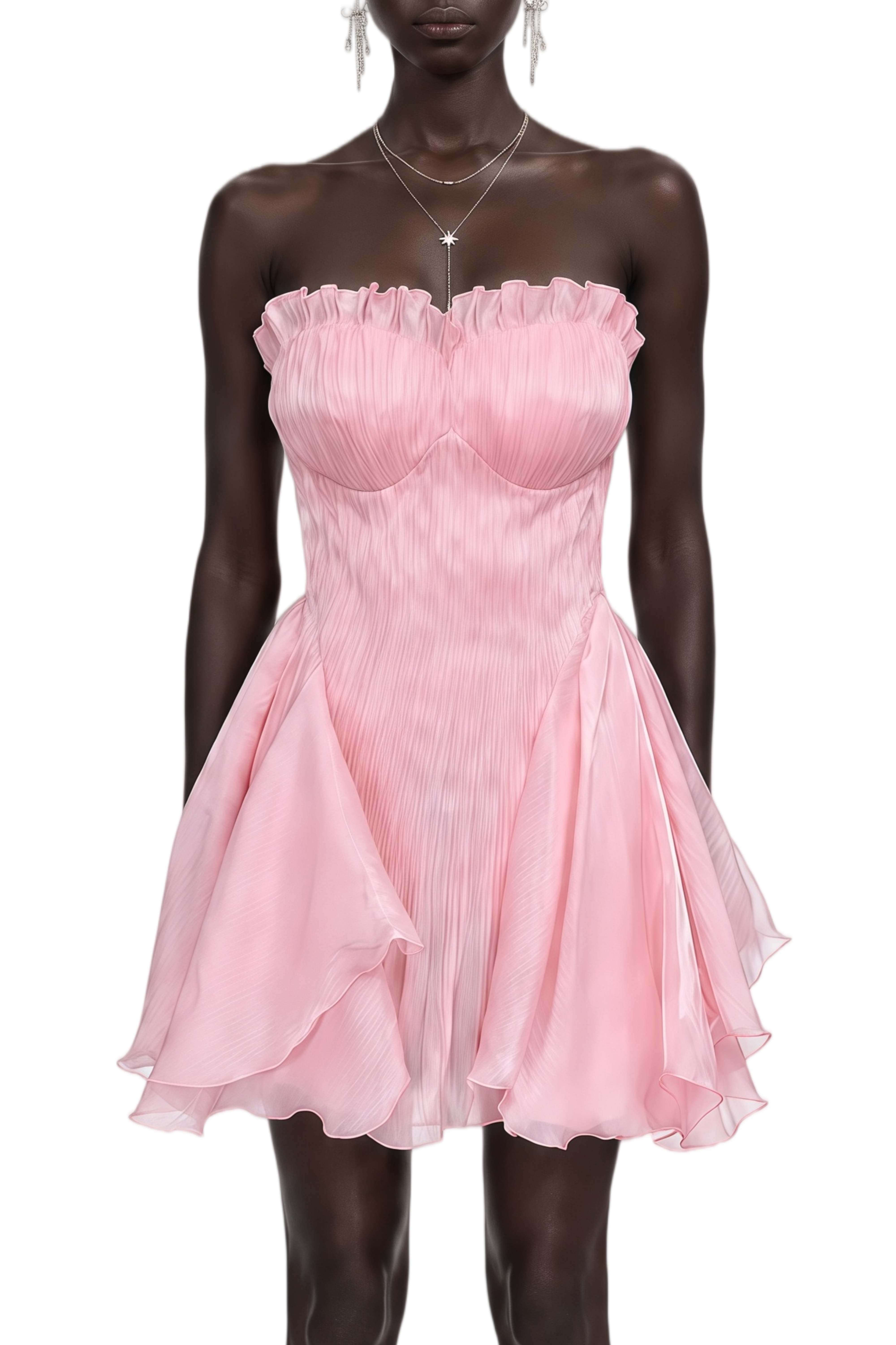 Delaney Pink Mesh Asymmetrical Mini Dress