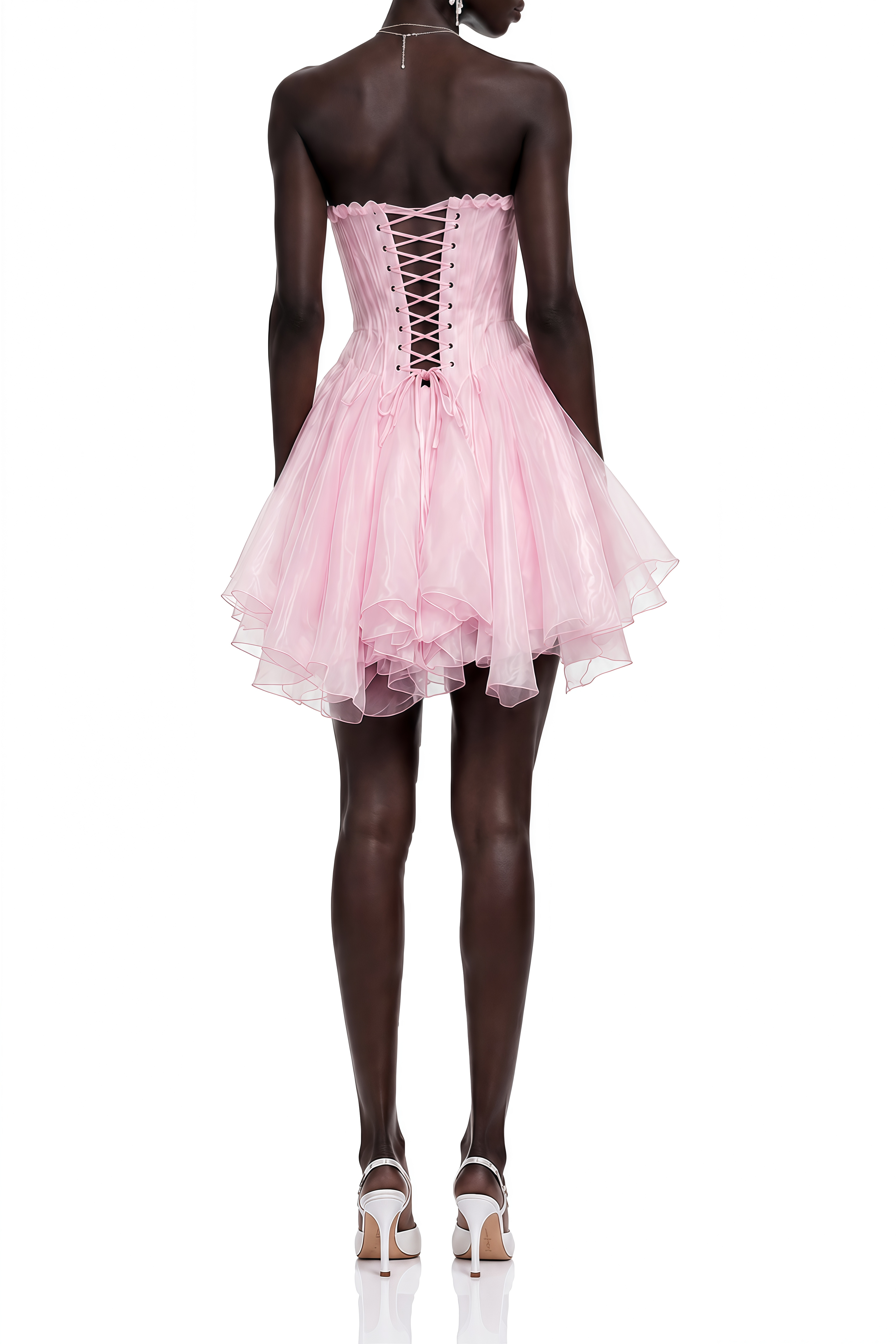 Delaney Pink Mesh Asymmetrical Mini Dress