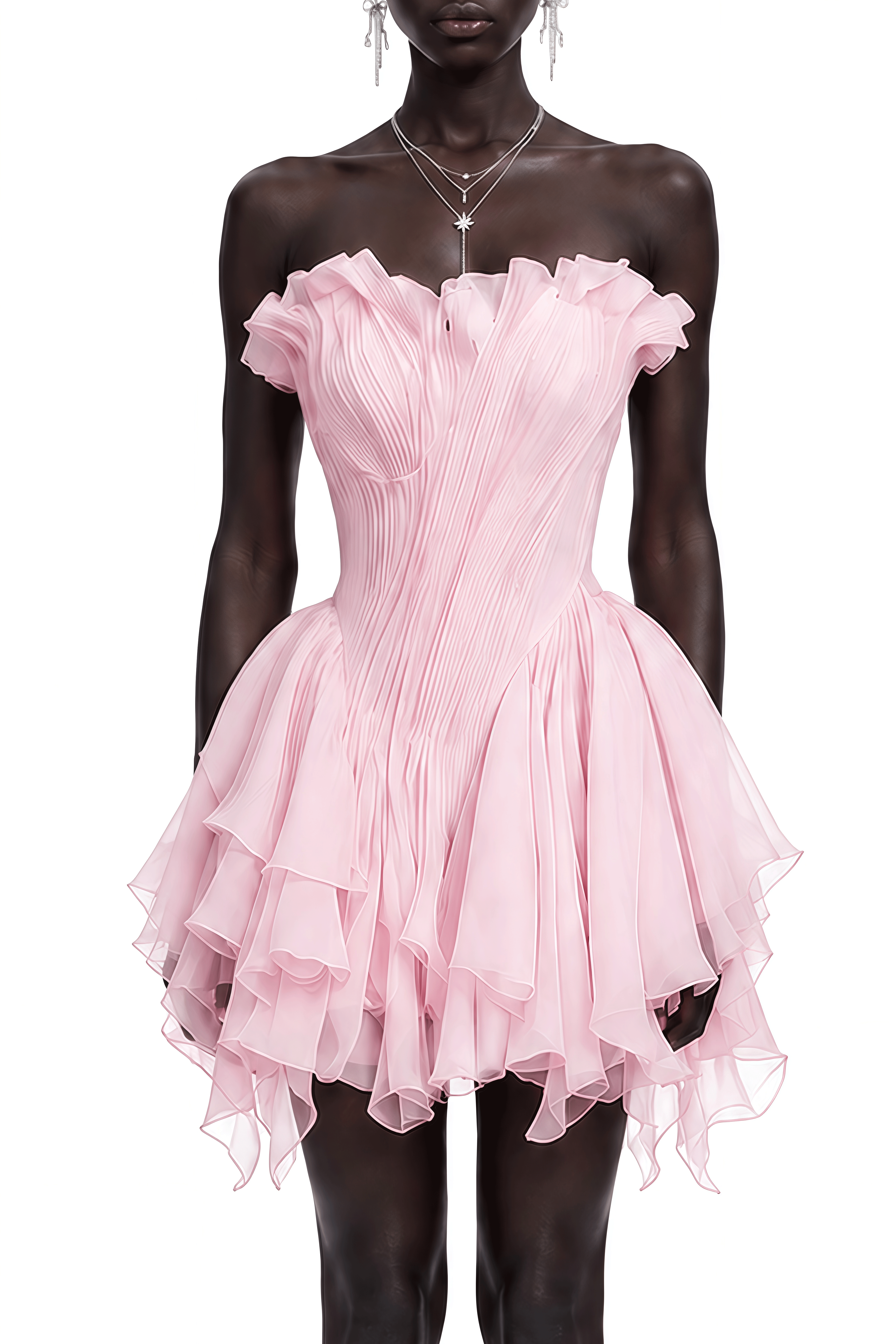 Delaney Pink Mesh Asymmetrical Mini Dress