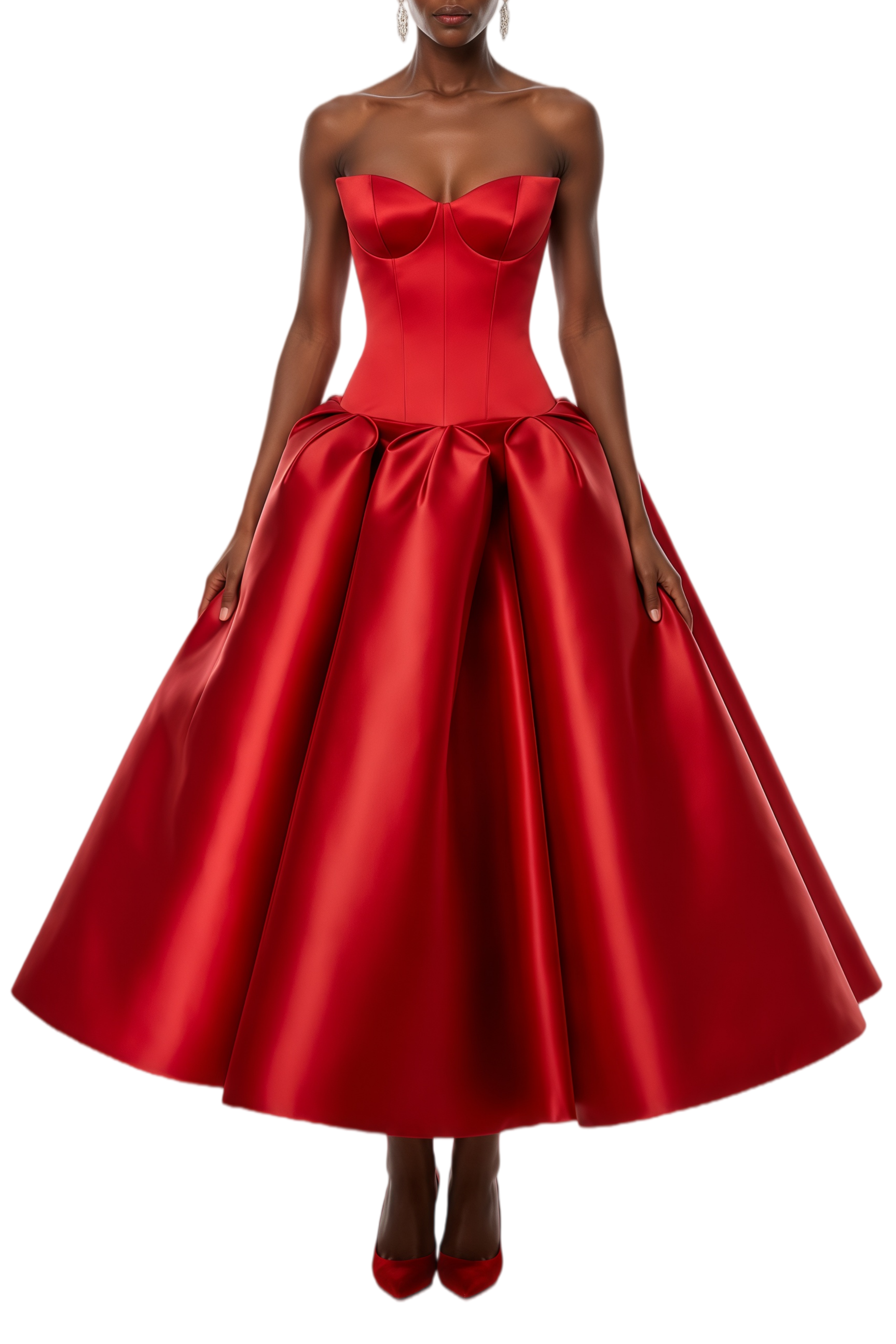 Elsie Red Off Shoulder Bubble Maxi Dress