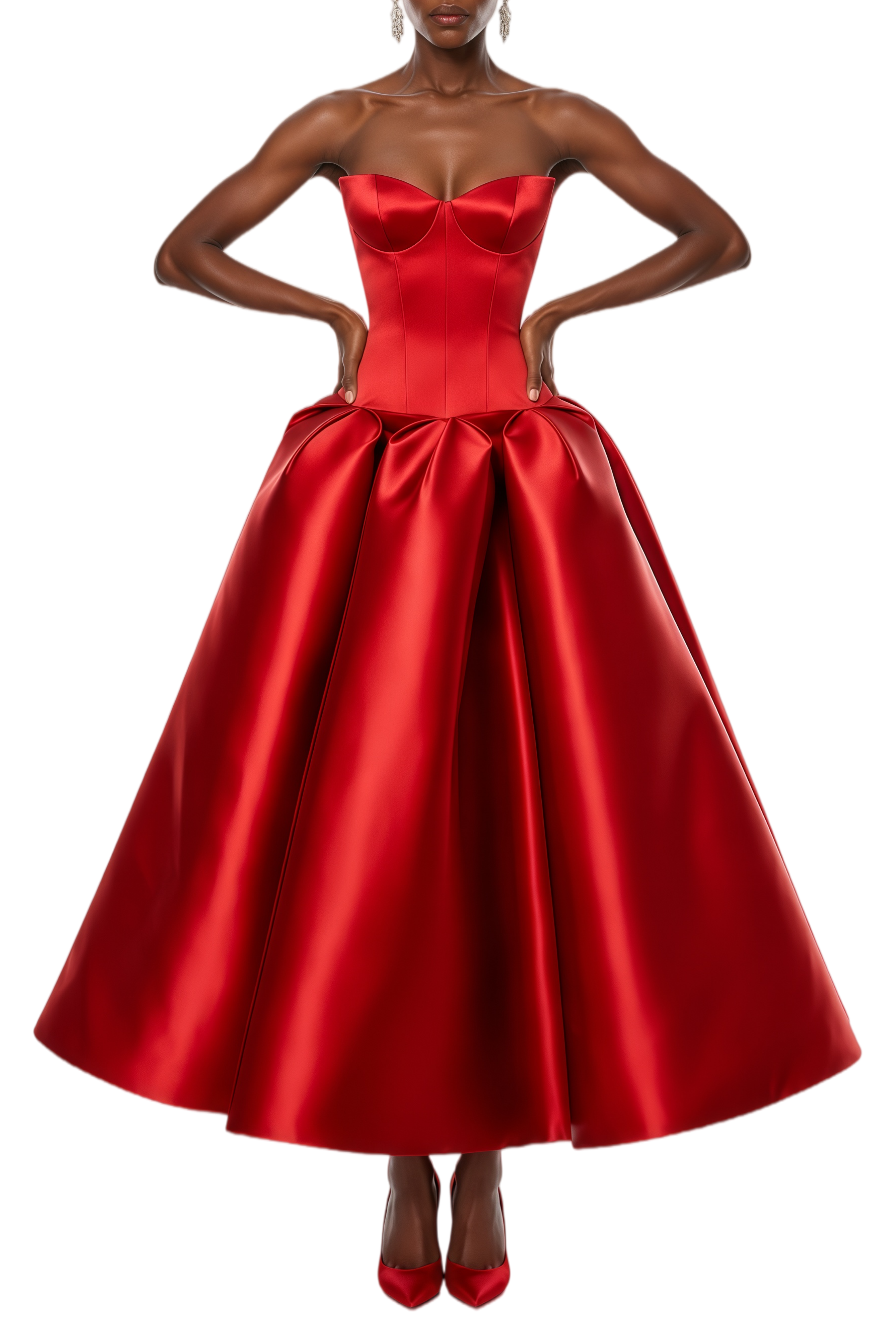 Elsie Red Off Shoulder Bubble Maxi Dress