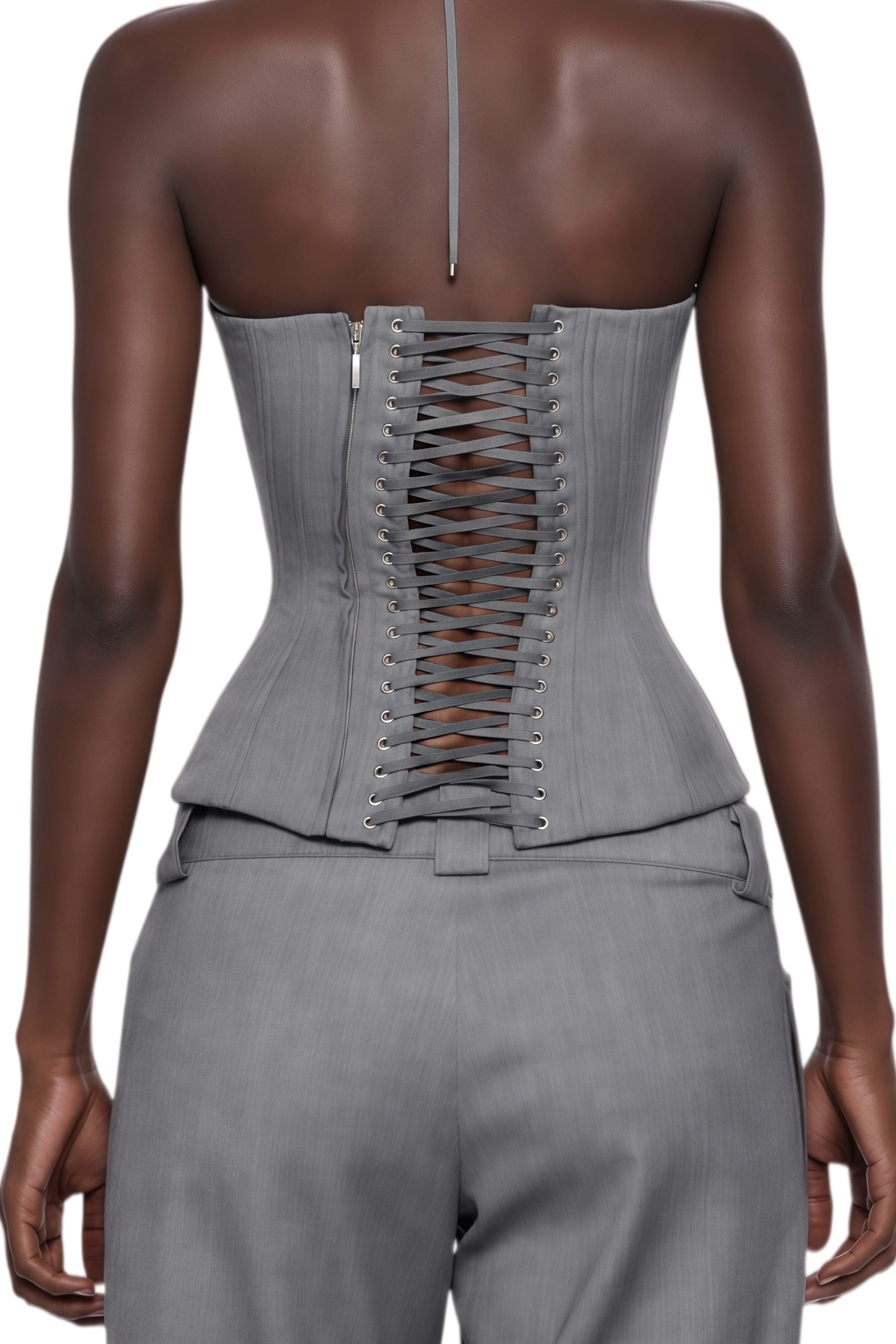 Helena Grey Sleeveless Corset Top