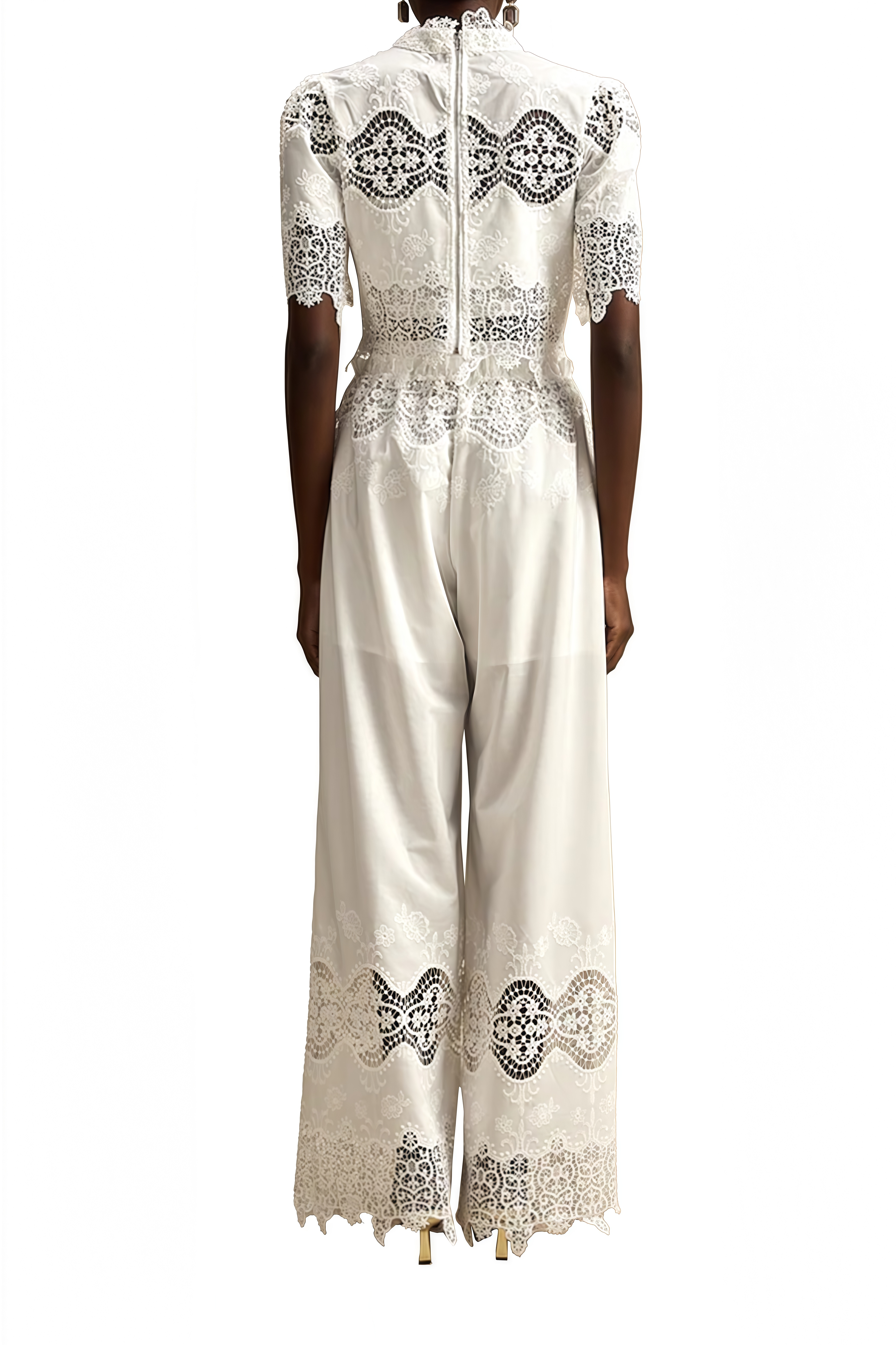 Isadora White Cut-Out Crop Top & Trousers Set