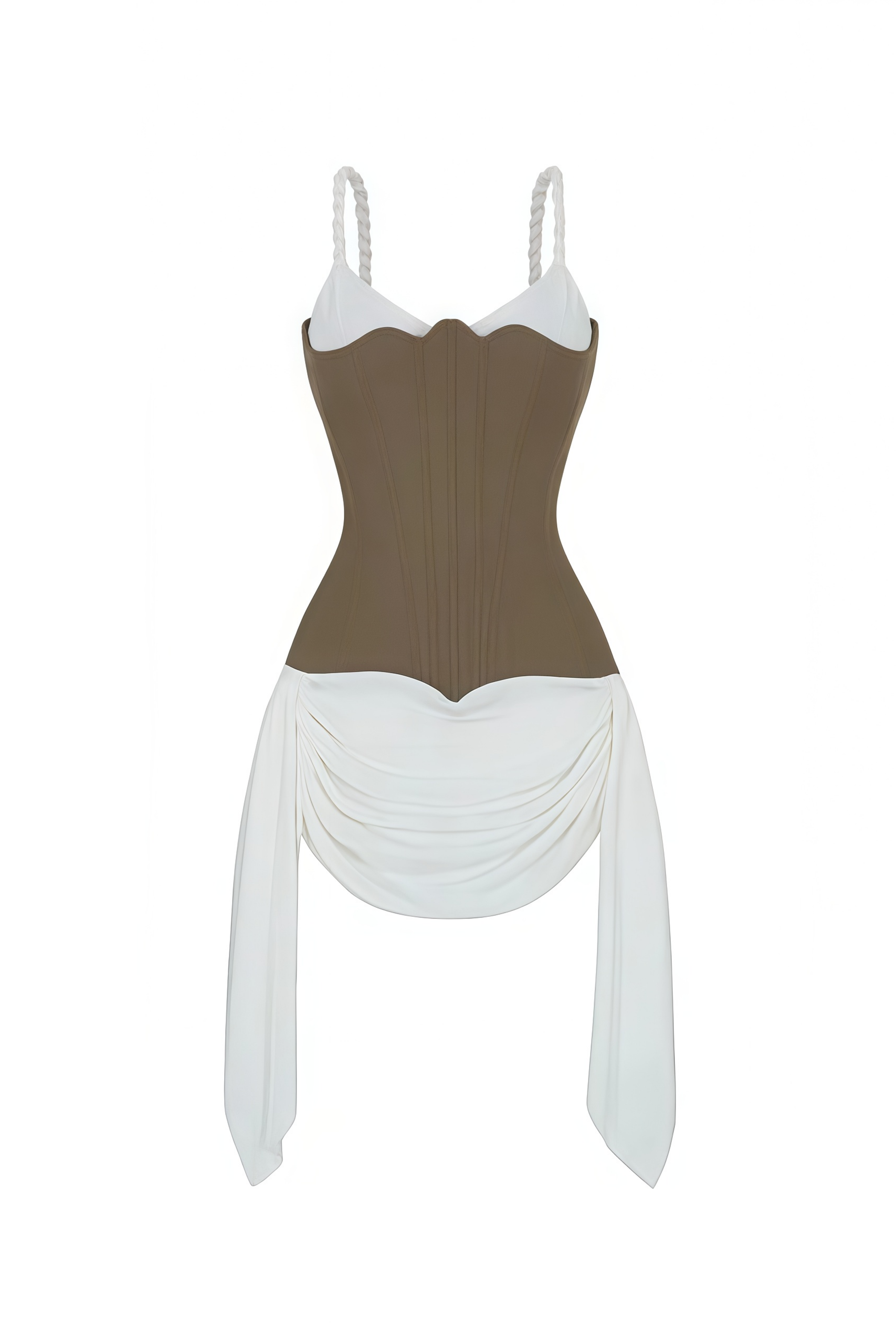 Mildred Brown Bustier Panel Mini Dress