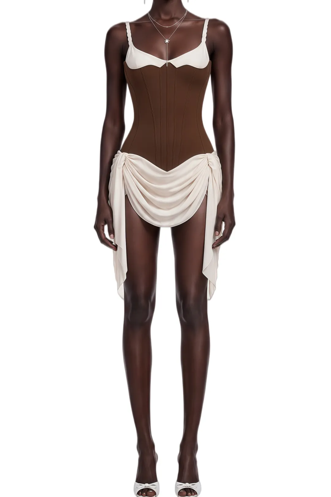 Mildred Brown Bustier Panel Mini Dress