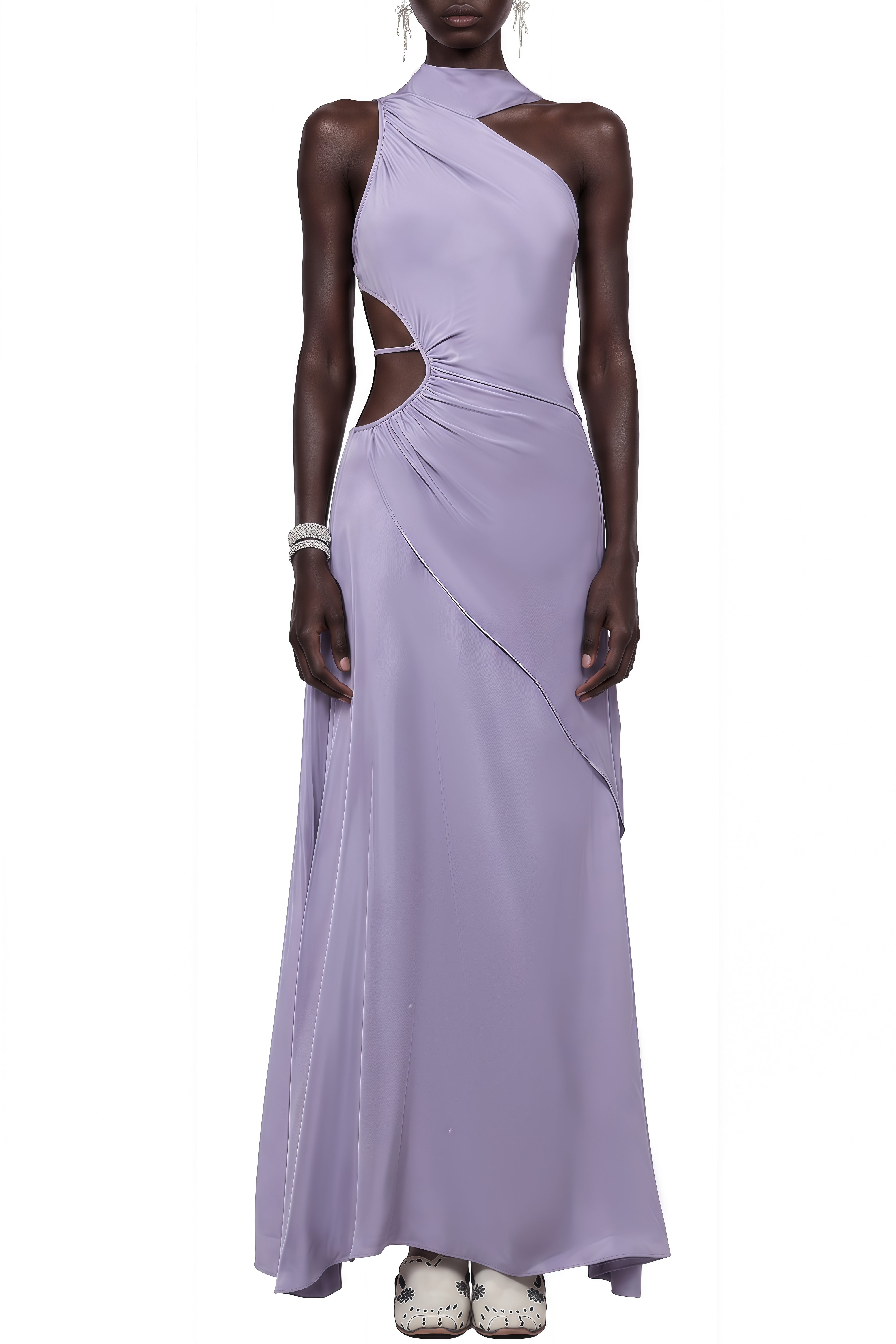 Ophelia Lavender Sleeveless Draped Maxi Dress