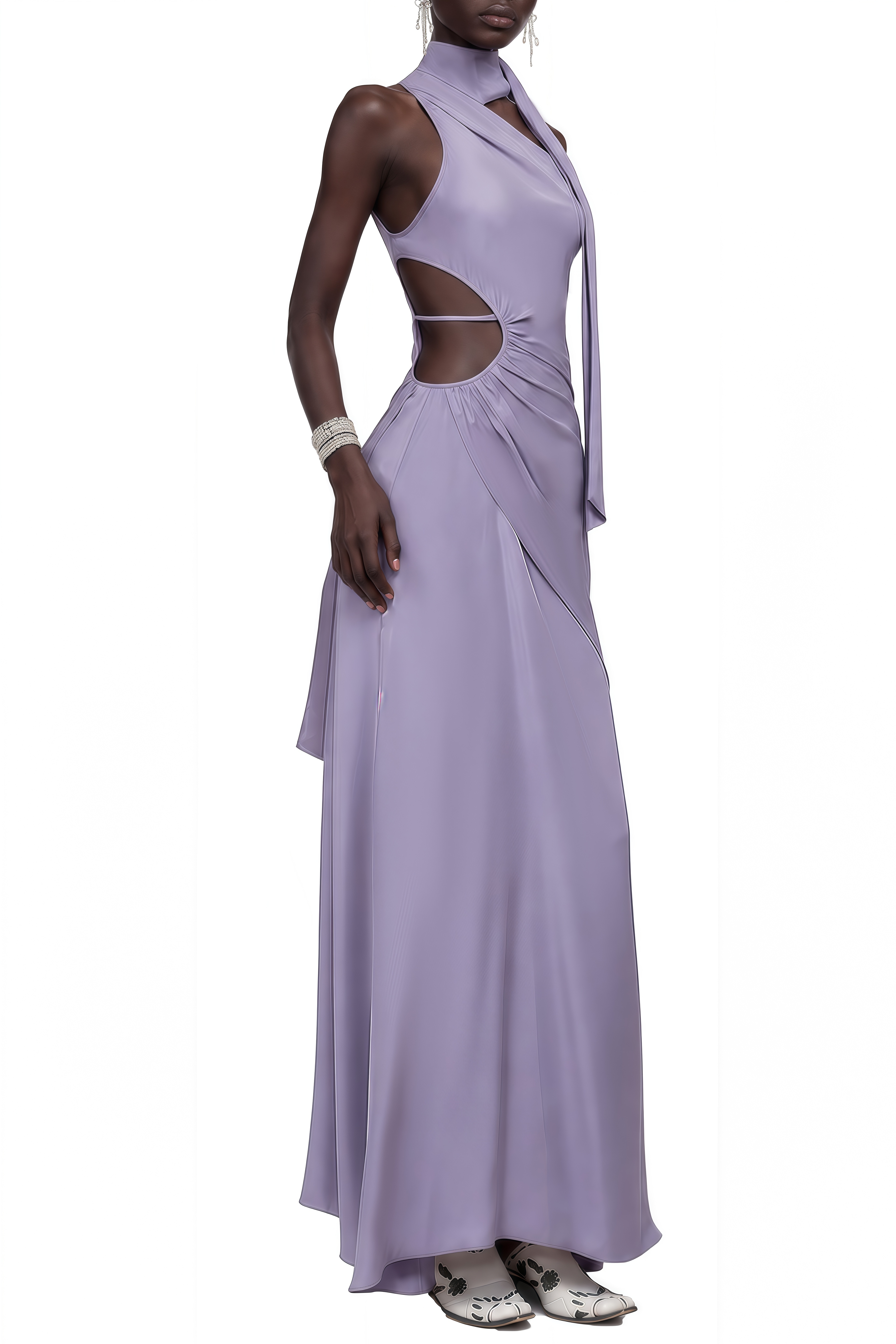 Ophelia Lavender Sleeveless Draped Maxi Dress