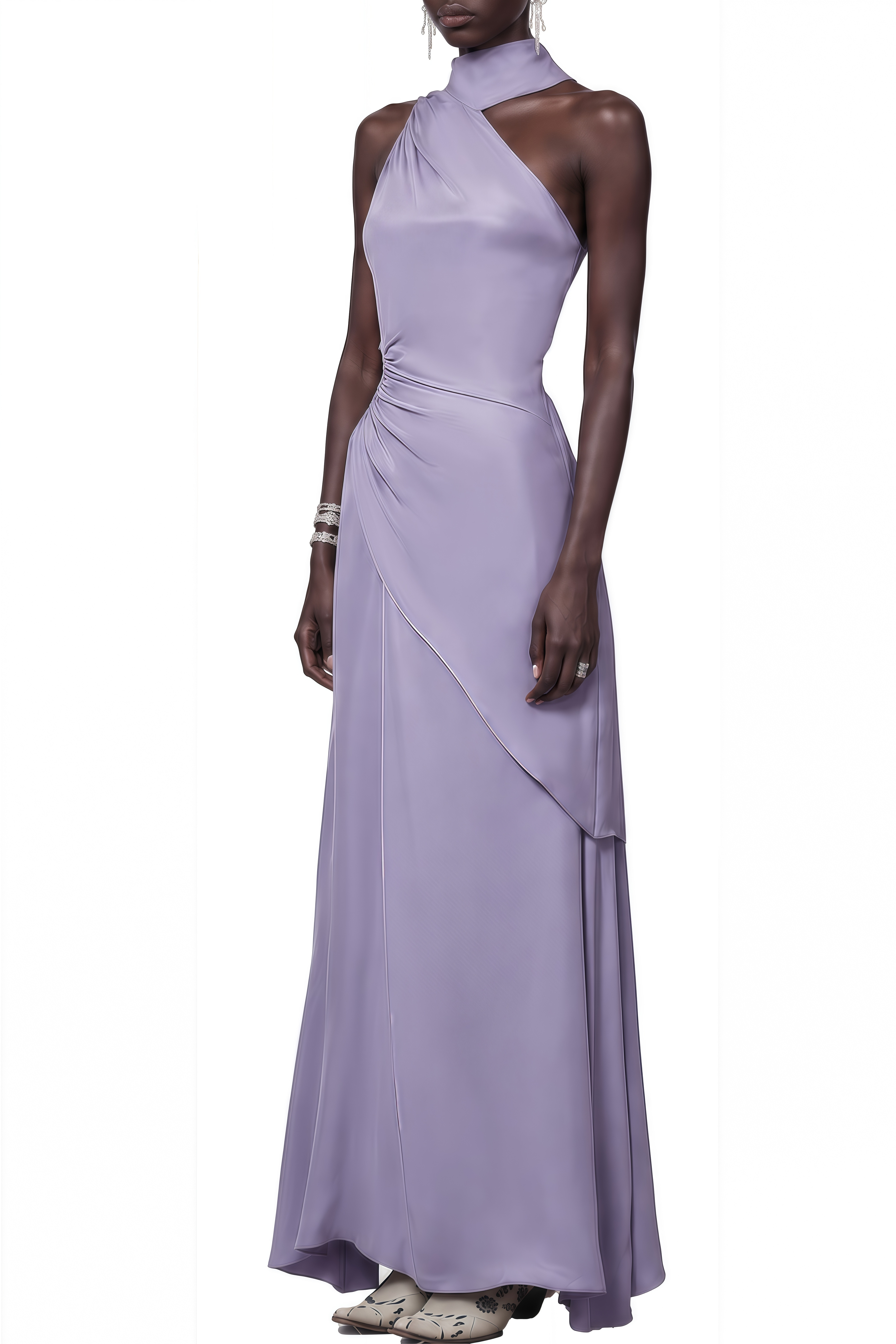 Ophelia Lavender Sleeveless Draped Maxi Dress