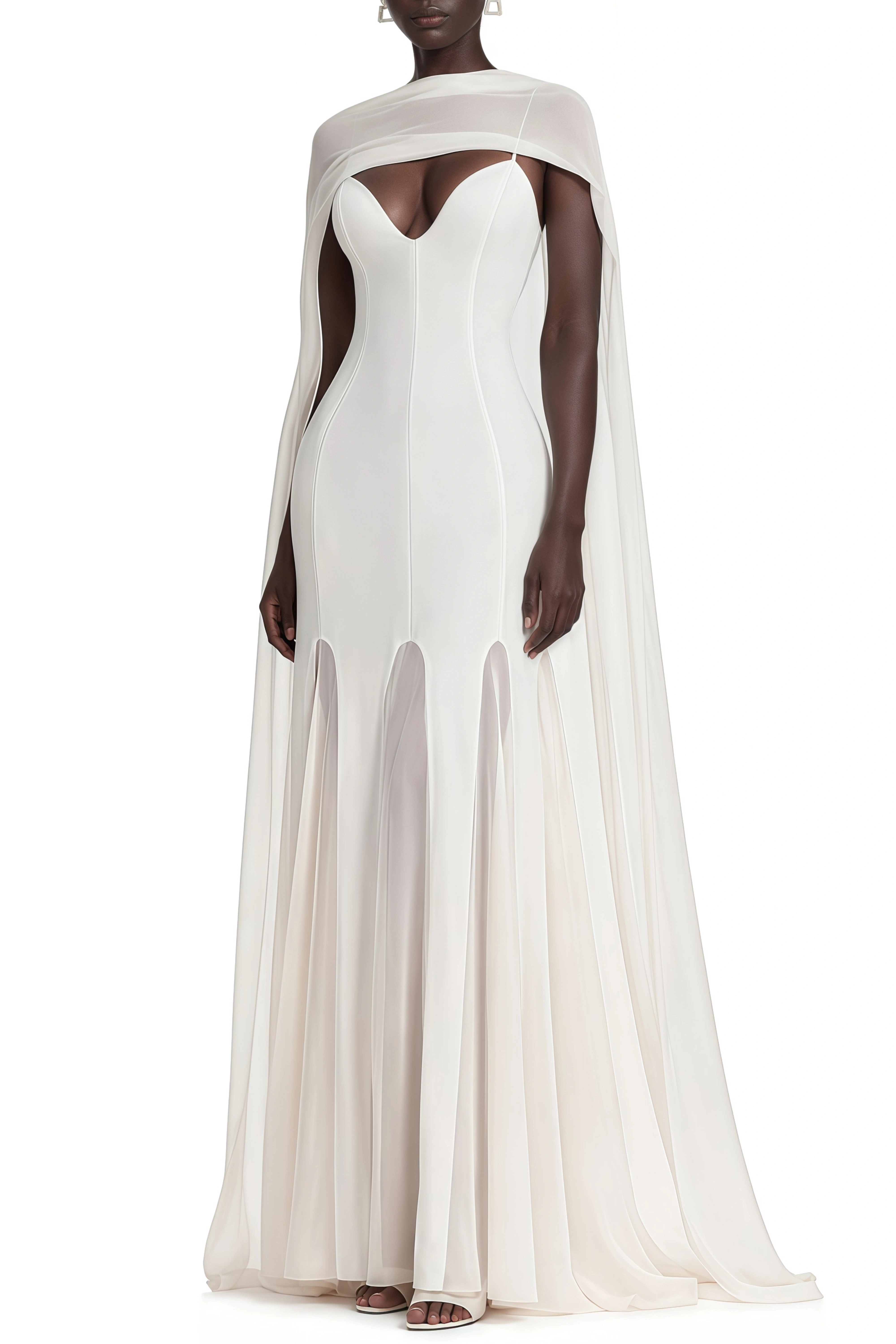 Viola White Sleeveless Asymmetrical Maxi Dress