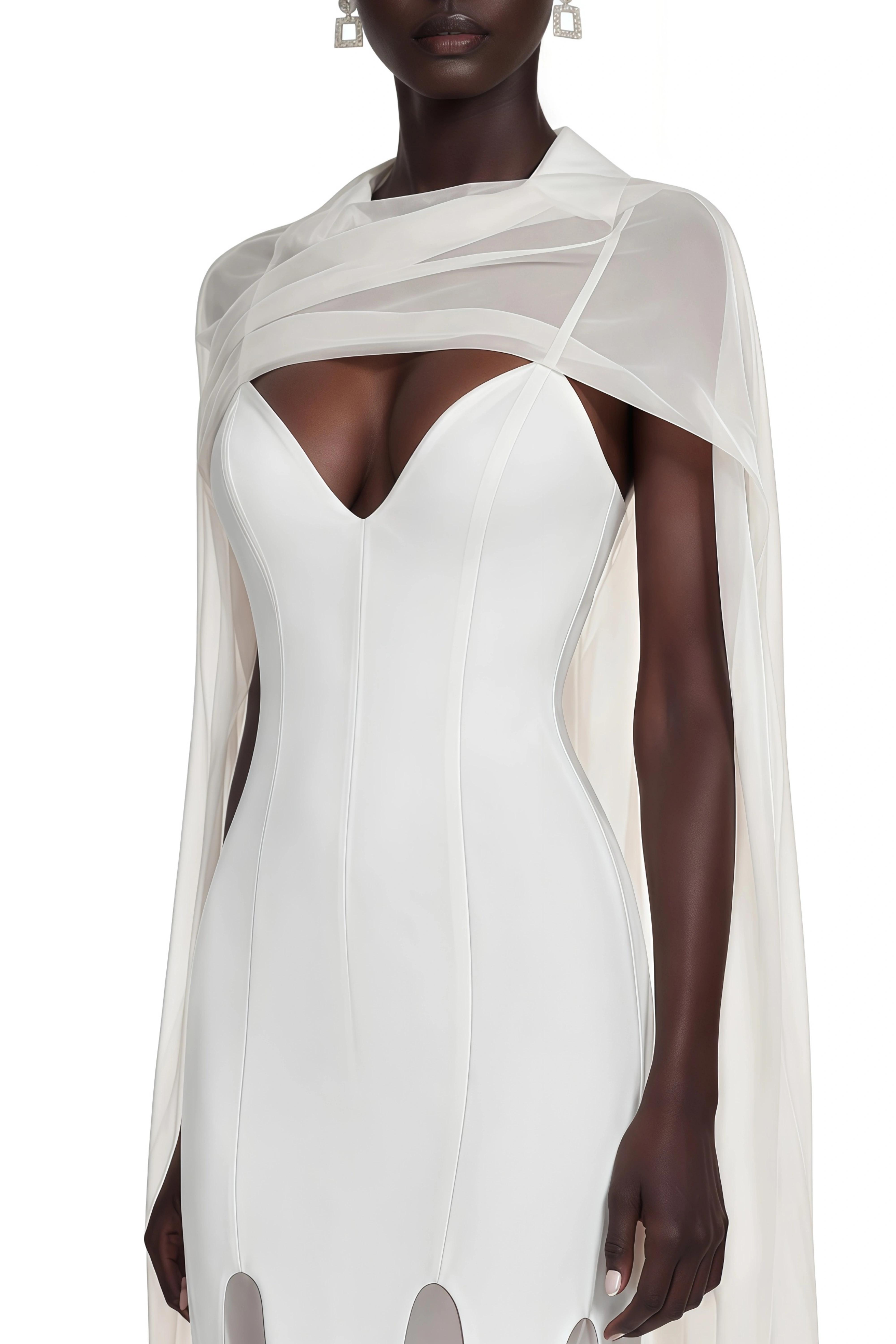 Viola White Sleeveless Asymmetrical Maxi Dress