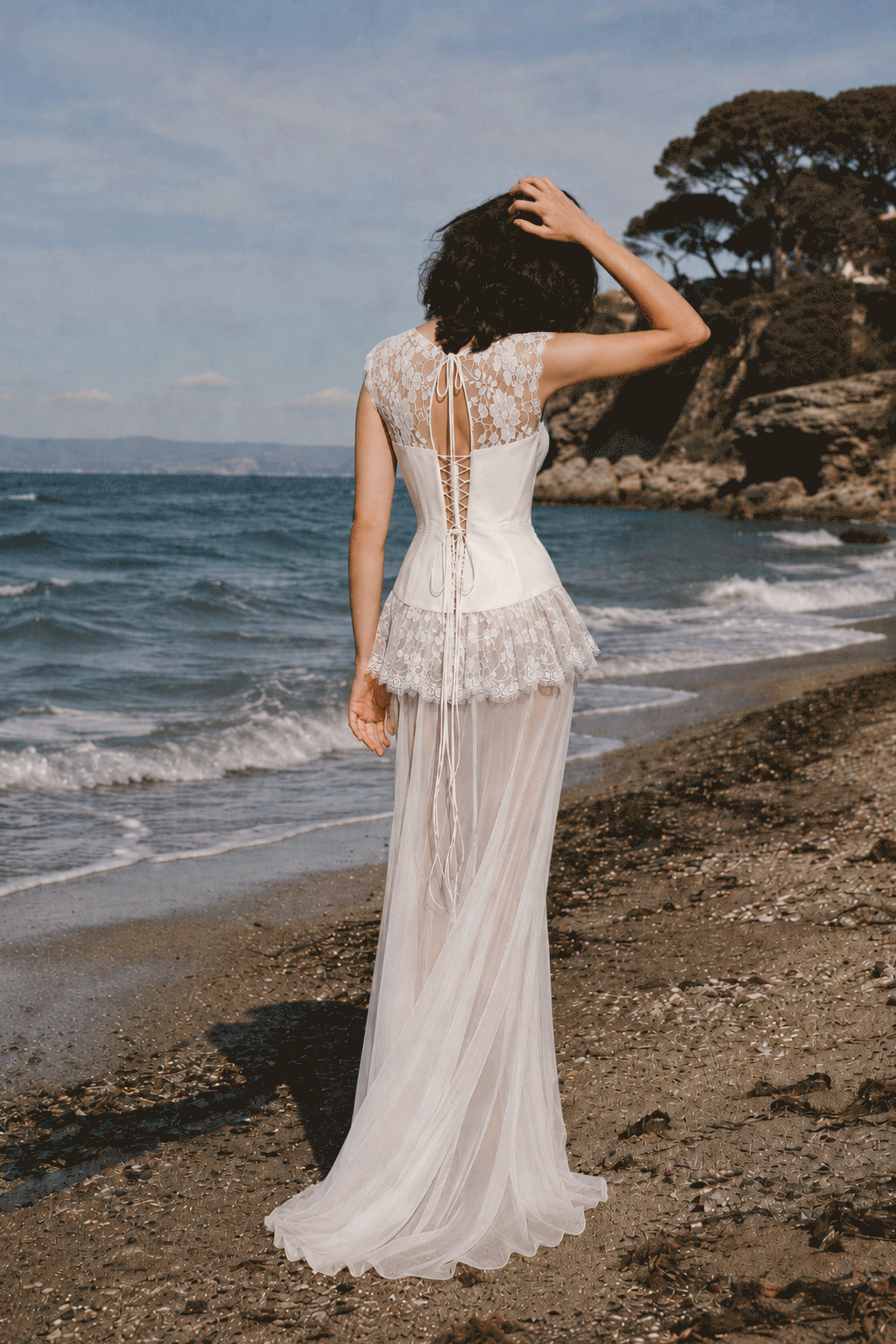 Nicole White Floral Lace Corset Maxi Dress