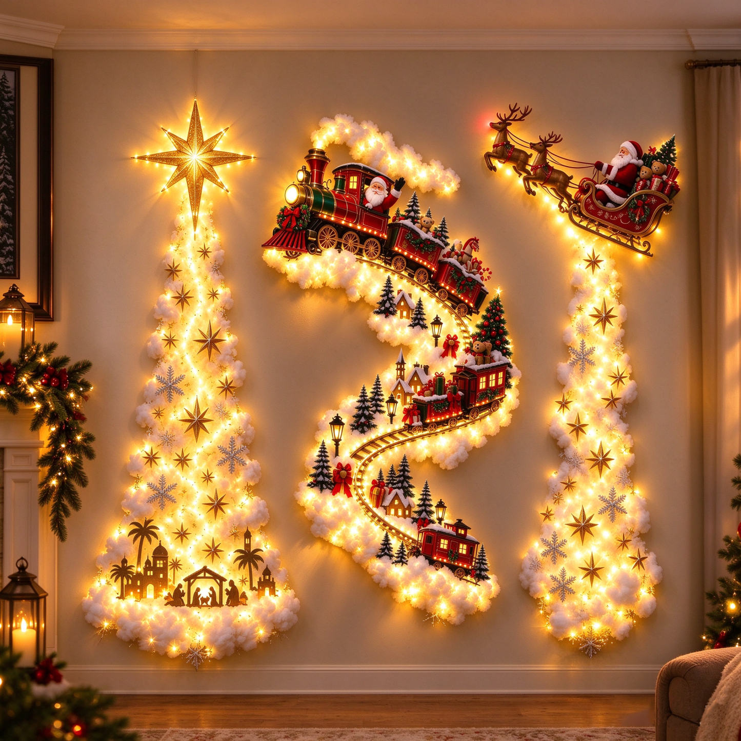 🎄Christmas Magic Trail Wall Light, Christmas Wall Lights, Xmas lights（Conjunto de tres piezas）✨