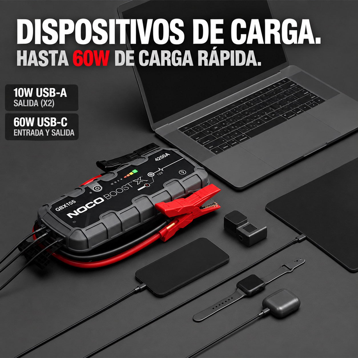 Arrancador de Batería NOCO Boost Portátil de Alta Potencia para Motores de Gasolina y Diésel