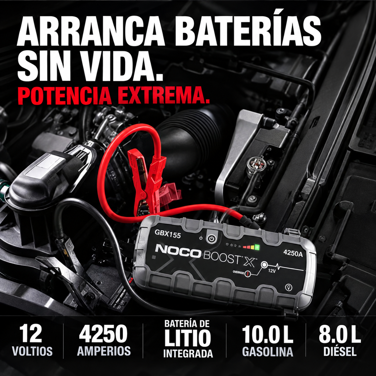 Arrancador de Batería NOCO Boost Portátil de Alta Potencia para Motores de Gasolina y Diésel