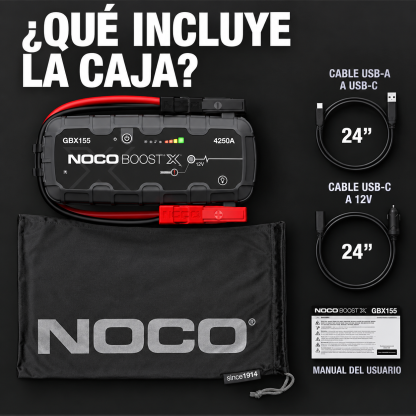 Arrancador de Batería NOCO Boost Portátil de Alta Potencia para Motores de Gasolina y Diésel