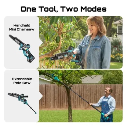 Motosierra SEESII 2 en 1 Inalámbrica con Pértiga Extensible 900W