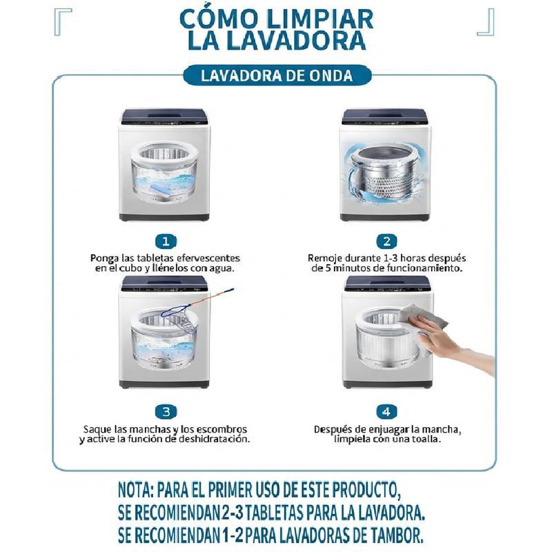 Limpiador y Descascarillador para Lavadoras, 24 Pastillas de Limpieza Profunda. Para Frontales y de Carga Superior. Limpia Tambor y Sello de Bañera. Ideal para Hogares, Dormitorios y Salas de Lavado. Desodorizante Multifuncional con Fuerte Efecto, Combate
